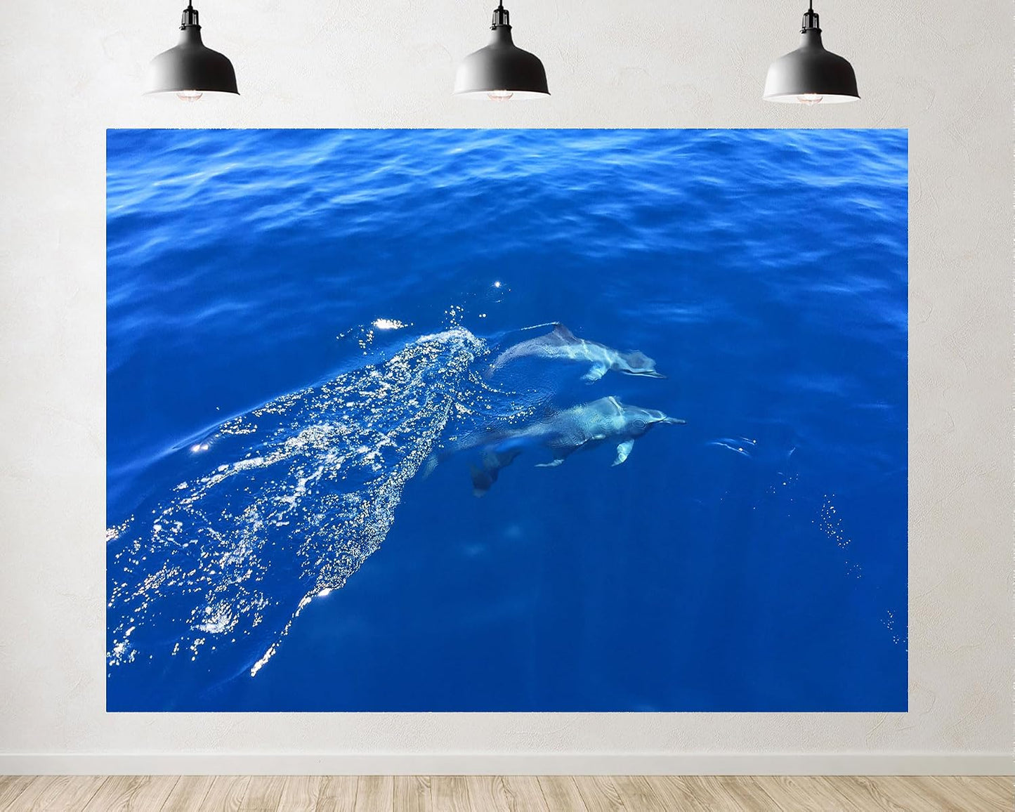 TryKid 6x6ft Deep Ocean Dolphin Blue Wave Backdrop Sparkling Water Marine Life Scene Photography Background Wildlife