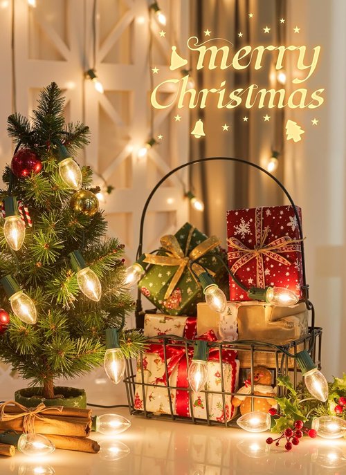 Minetom C9 LED Christmas Lights - 50 Feet Warm White String Lights for Indoor/Outdoor Holiday Decor