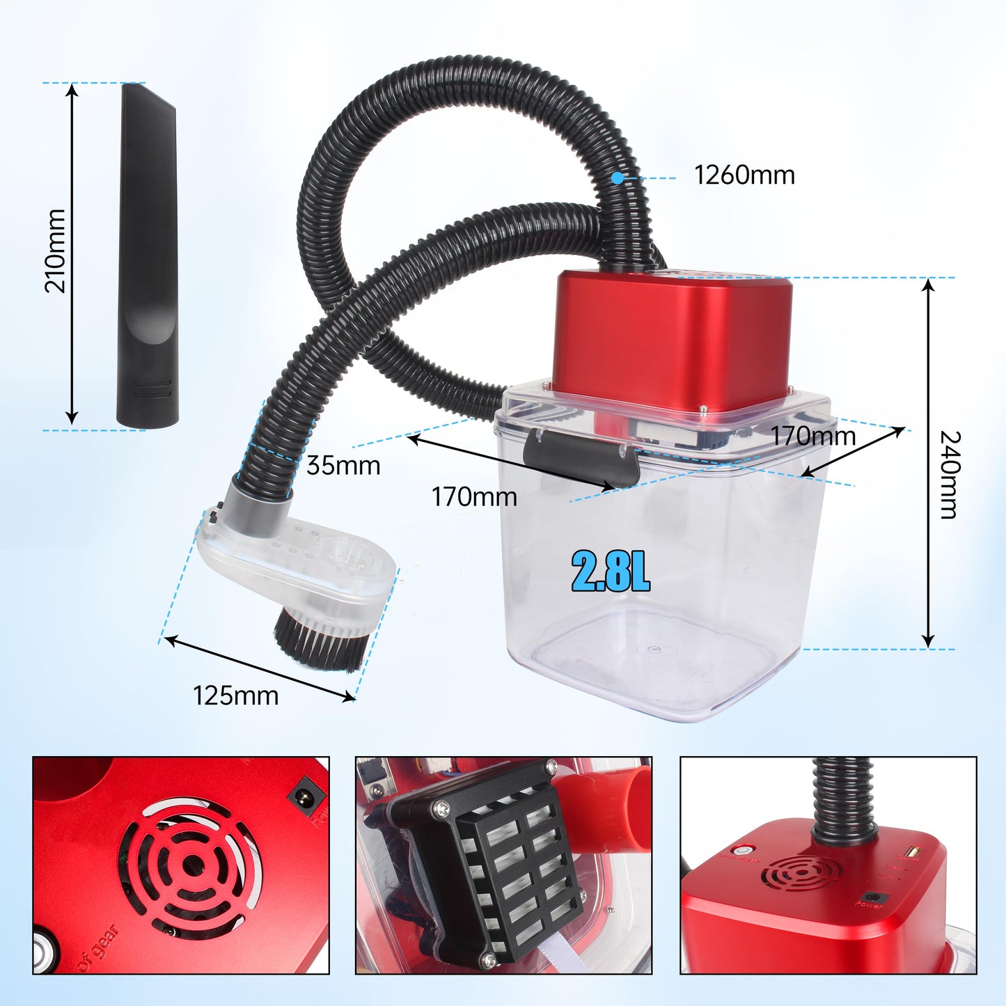 RATTMMOTOR CNC Vacuum Cleaner with Dust Shoe CNC Router Milling Machine Dust Collector, Support 775 Spindle/500W Spindle Motor's CNC Machine