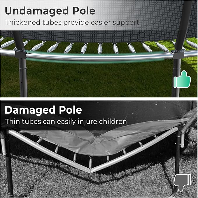 12 14 15 16FT Outdoor Trampolines for Kids and Adults, Pumpkin Trampolin with Curved Poles, Recreational Trampolin with Basketball Hoop and Safety Enclosure Net for Kids and Adults
