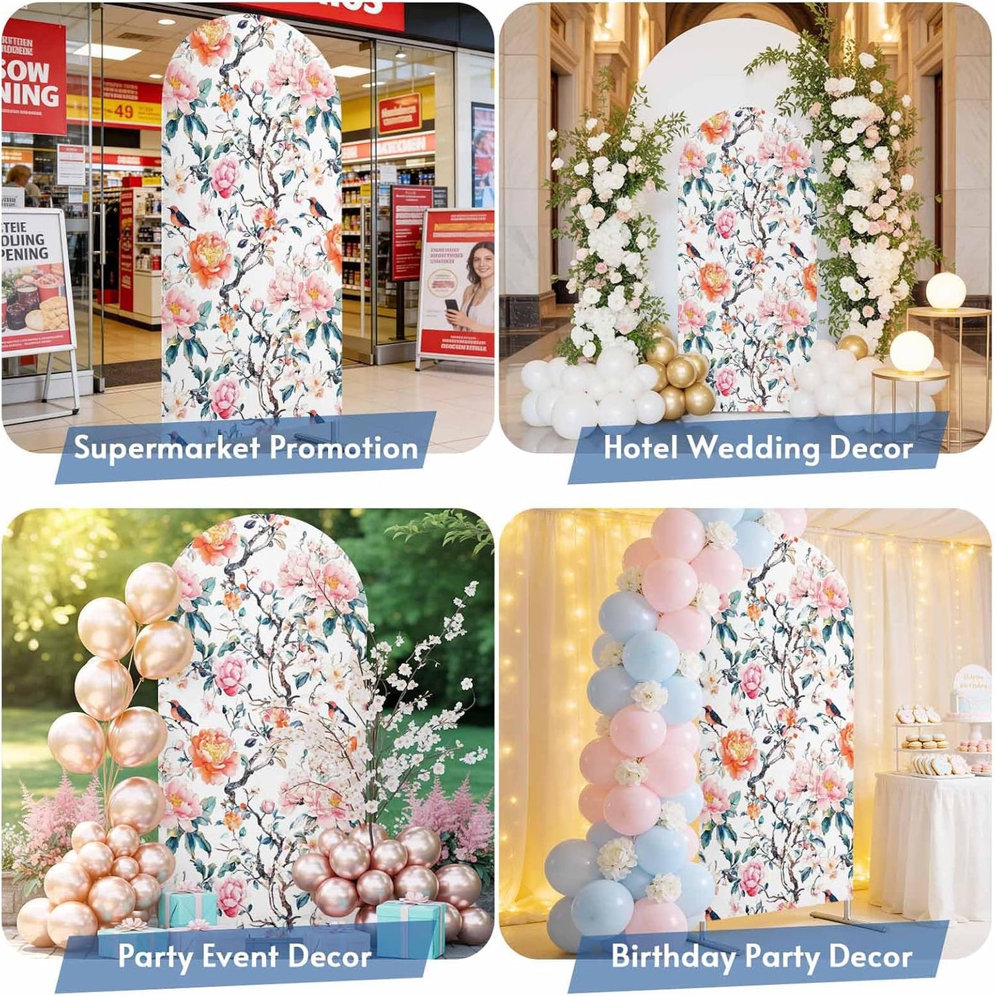 Jnbasdffb 7.2 Floral Blossom Wedding Arch Cover,Stretchy Spandex Arch Backdrop Stand Covers FT,Farmhouse Oil Painting