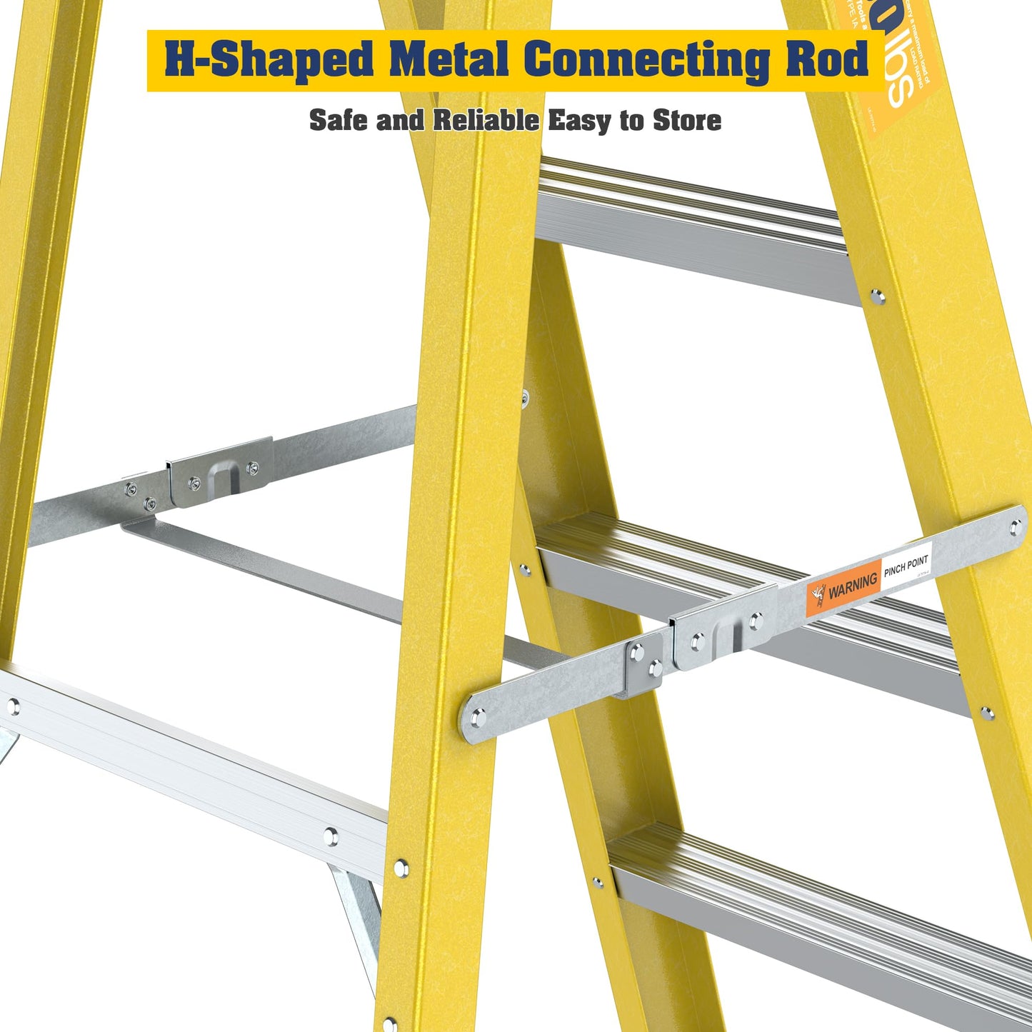 4-Step Fiberglass Step Ladder, 300 lbs Load Capacity, Non-Conductive A-Frame Ladder with Tool Tray, Foldable Single-Sided Stepladder for Home, Garage, Office and Shop