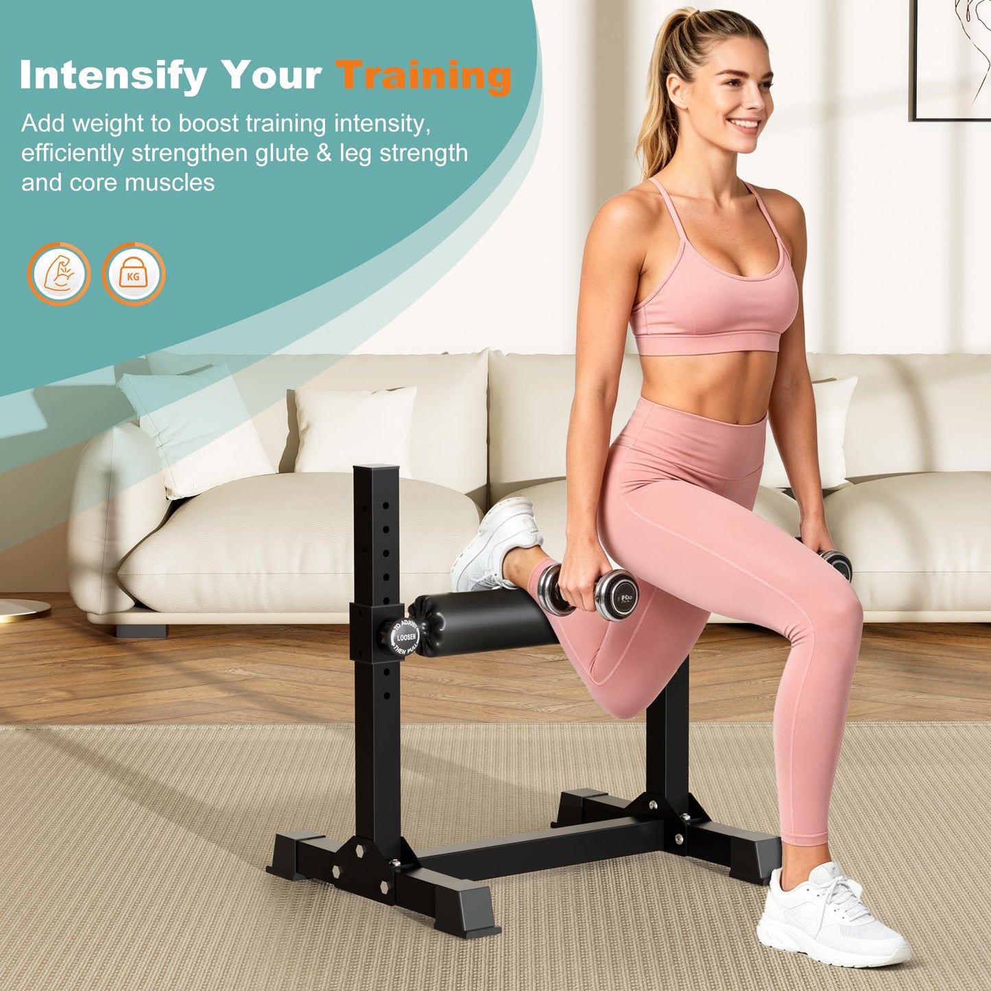 TRAKMAXI Bulgarian Split Squat Stand, 9-Level Adjustable Height Leg Roller, Home Gym Equipment for Single Leg Squat & Lunge Lower Body Strength Training, 350lb Weight Capacity
