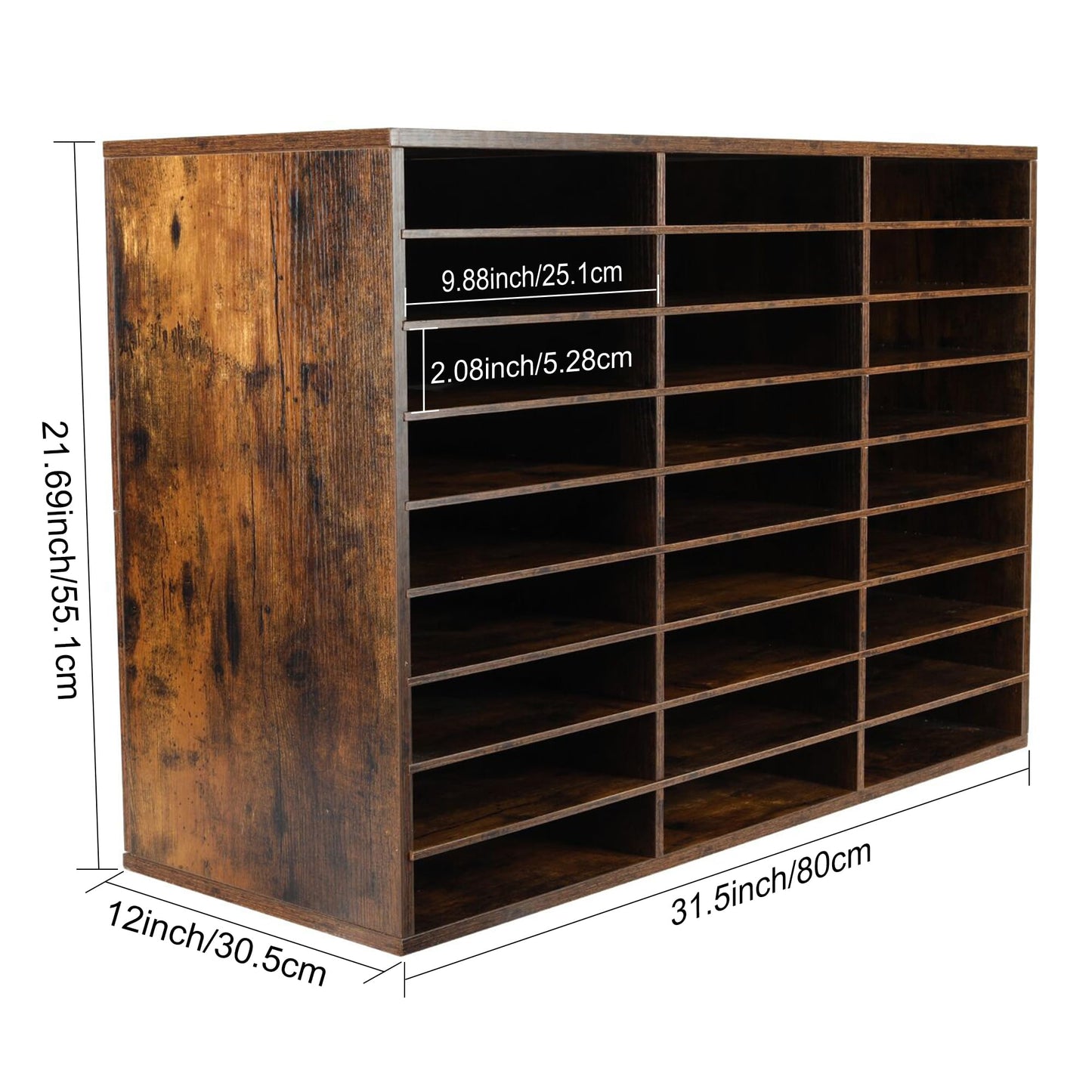 EasyPAG 27 Compartments Wooden Literature Organizer with Adjustable Shelves, 13500 Sheets Capacity Paper Organizer, Classroom Mailbox and Mail Sorter for Teachers and Office, Archaize