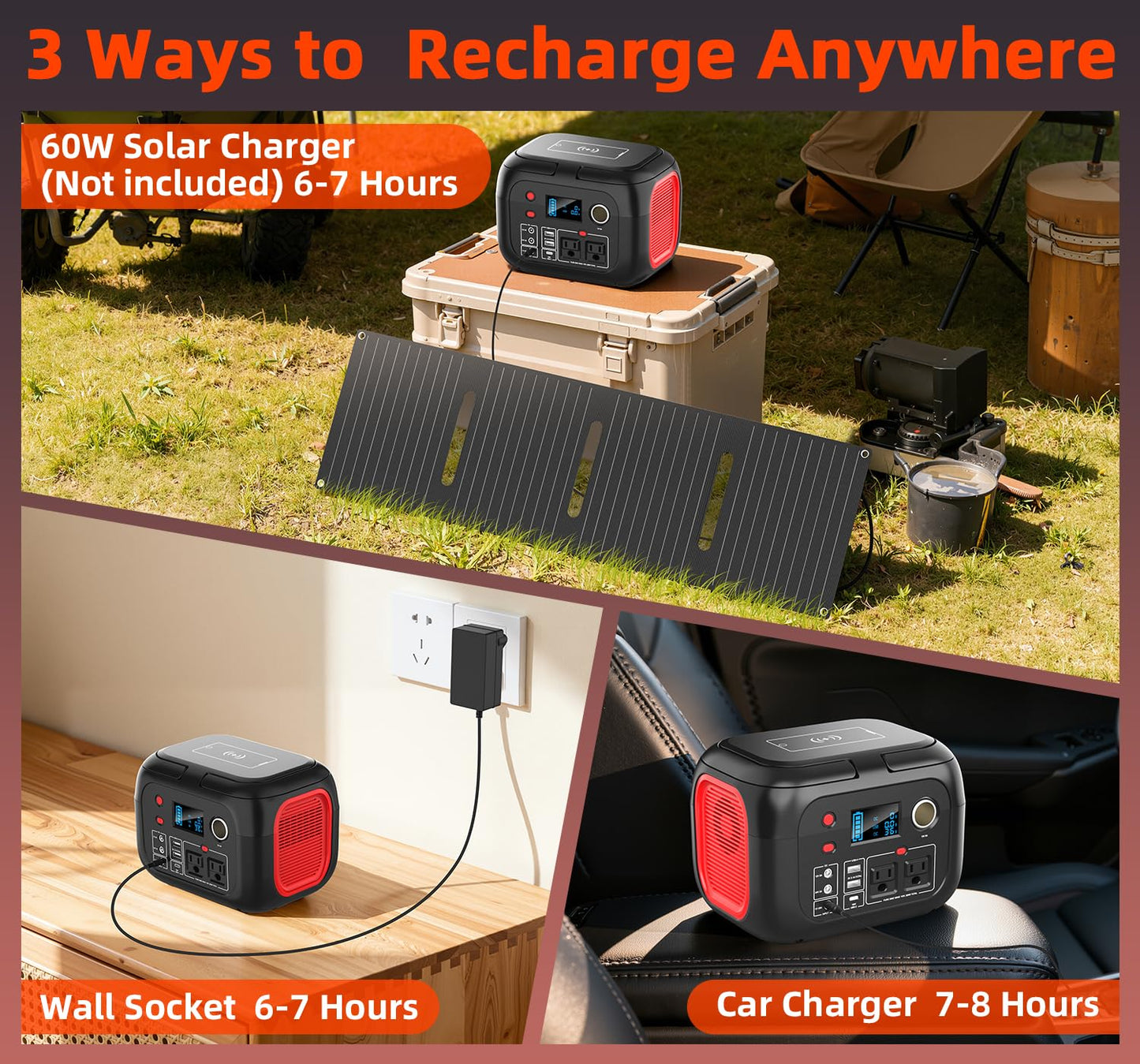 ENOFLO Portable Power Station 300W, 228Wh Solar Generator with 110V Pure Sine Wave AC Outlet, Backup Lithium Battery Generator for CPAP Outdoor RV Camping Emergency Home Use