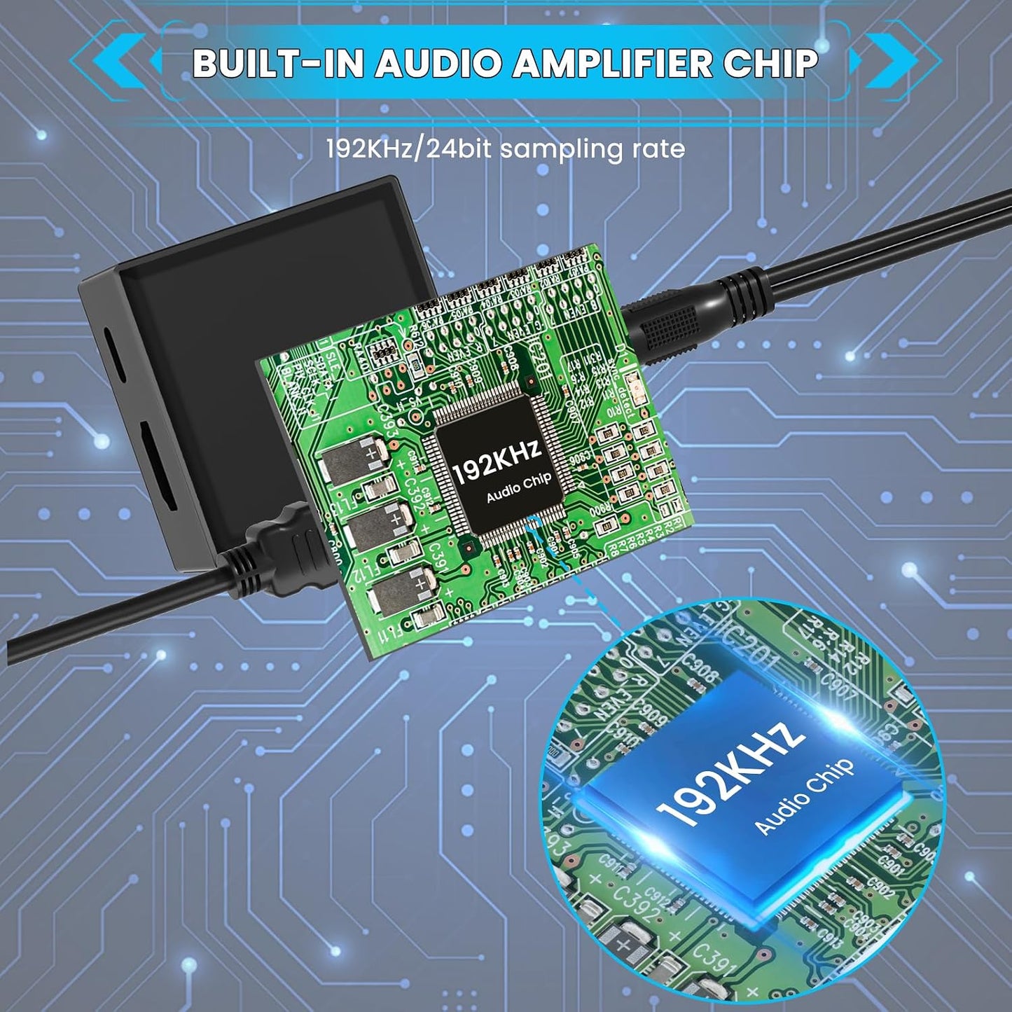 192 3.5mm HDMI ARC Audio Extractor KHz ARC Audio Adapter with SPDIF + AUX RCA Audio Output HDMI ARC to Optical Audio