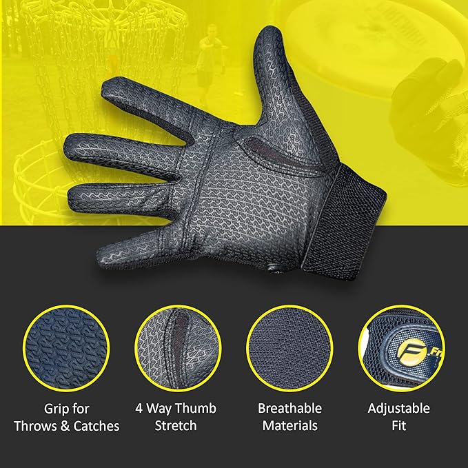 Ultimate Frisbee Gloves - Rubberized Palm & Fingers for Amazing Grip in All Conditions - Play Your Best in Any Weather