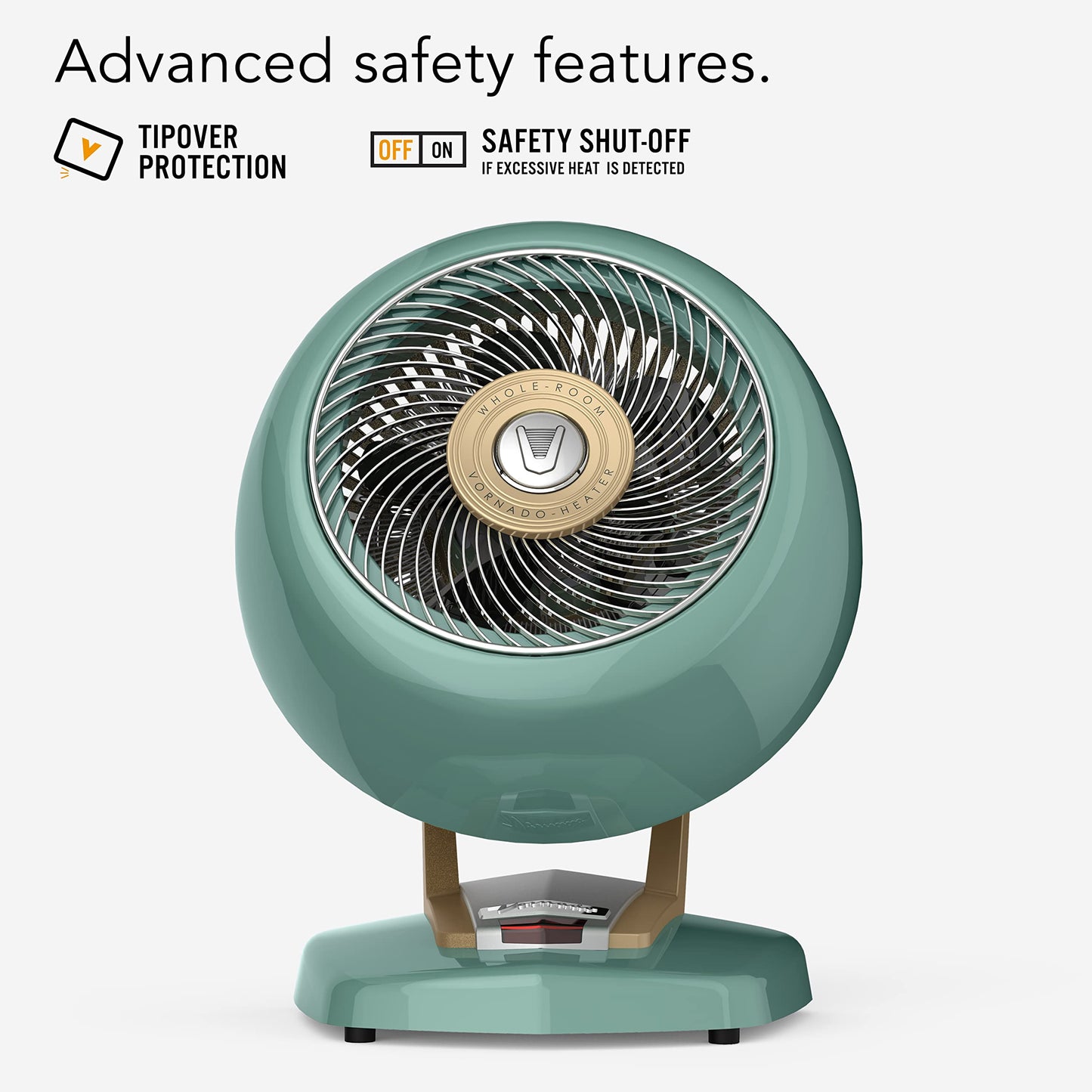 Vornado VHEAT® Vintage Metal Space Heater, 2 Heat Settings, Retro Midcentury Design, Whole Room Heat Circulation, Gentle Heating, Vintage Style for Home, Bedroom, and Office, Green