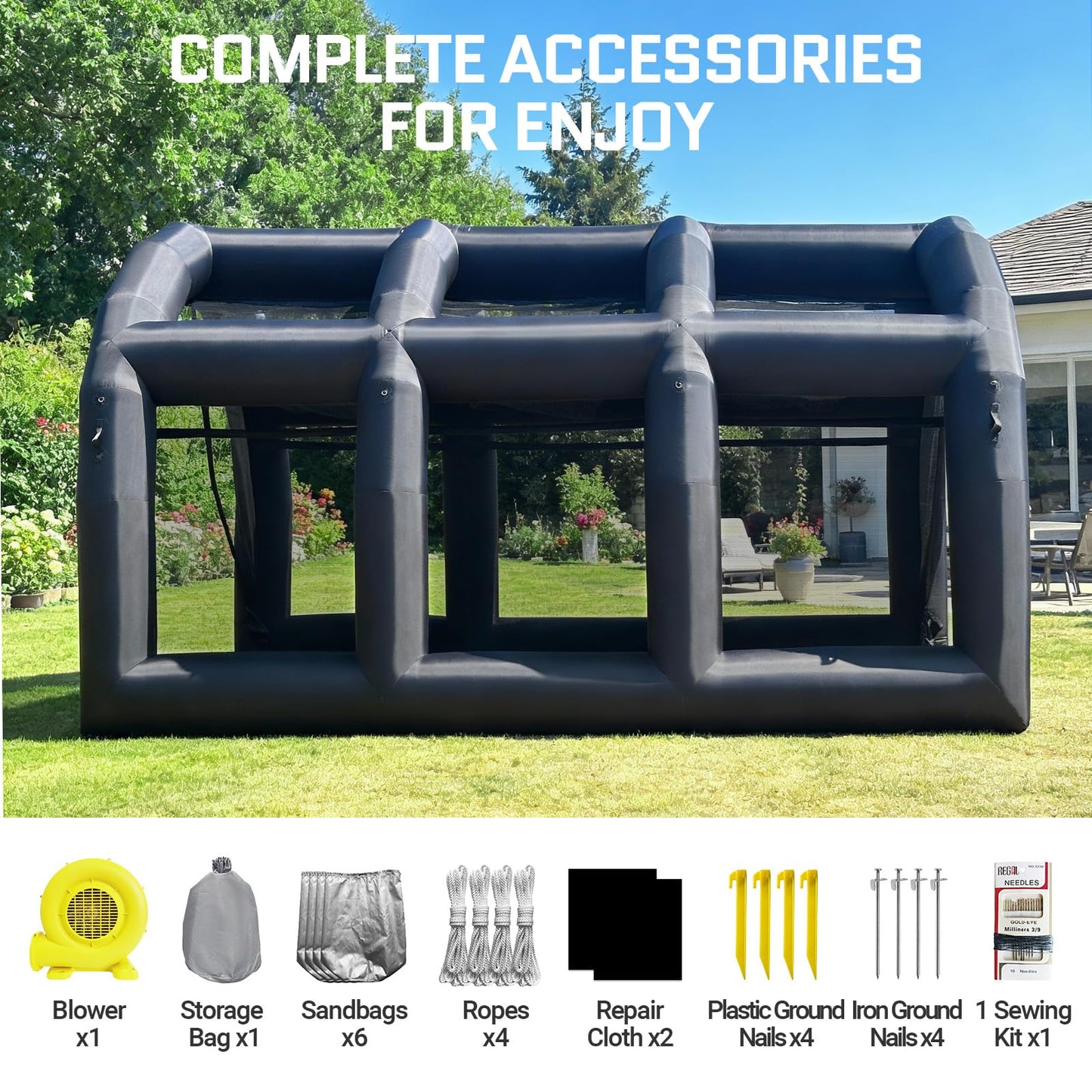 OZIS Inflatable Batting Cage for Baseball with Blower,Durable Inflatable Tennis Tent Baseball Softball Court Training Equipment Batting & Pitching Cage for Indoor/Outdoor Backyard Plays(Black