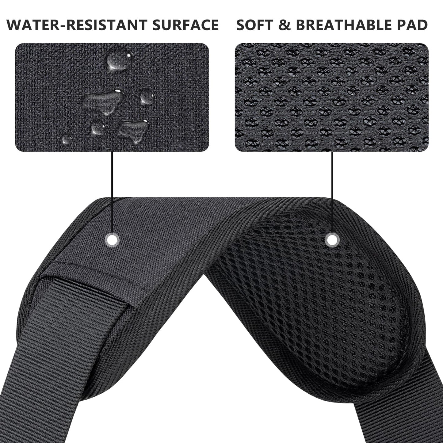 RAINYEAR 59 Inch Shoulder Strap for Bag, Adjustable Soft Padded Replacement Purse Strap with Metal Hooks for Laptop Bag, Shoulder Bag, Messenger Bag, Travel Duffel Bag, Crossbody Bag, Black