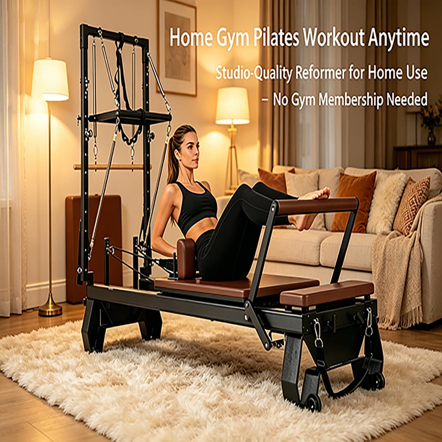 Half Trapeze Pilates Reformer, Professional Home Gym Pilates Bed with Tower Springs, Adjustable Half Cadillac Pilates Equipment for Full Body Workout & Rehabilitation