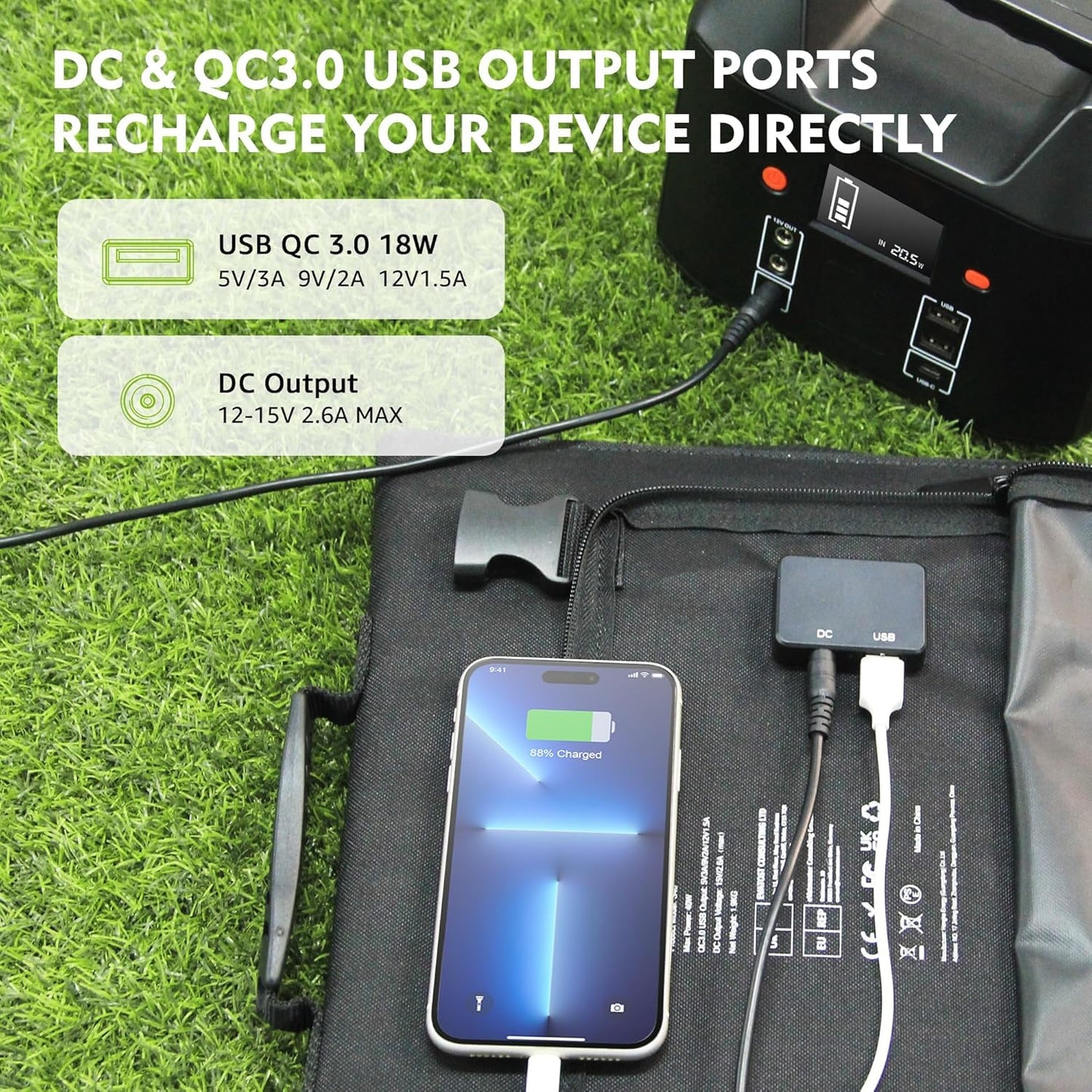 300W Portable Power Station 296Wh/80000mAh Outdoor Solar Generators Mobile Lithium Battery Pack 110V Outlet Solar Power Bank Camping Power Supply for Indoor Outdoor with 40W Solar Panel