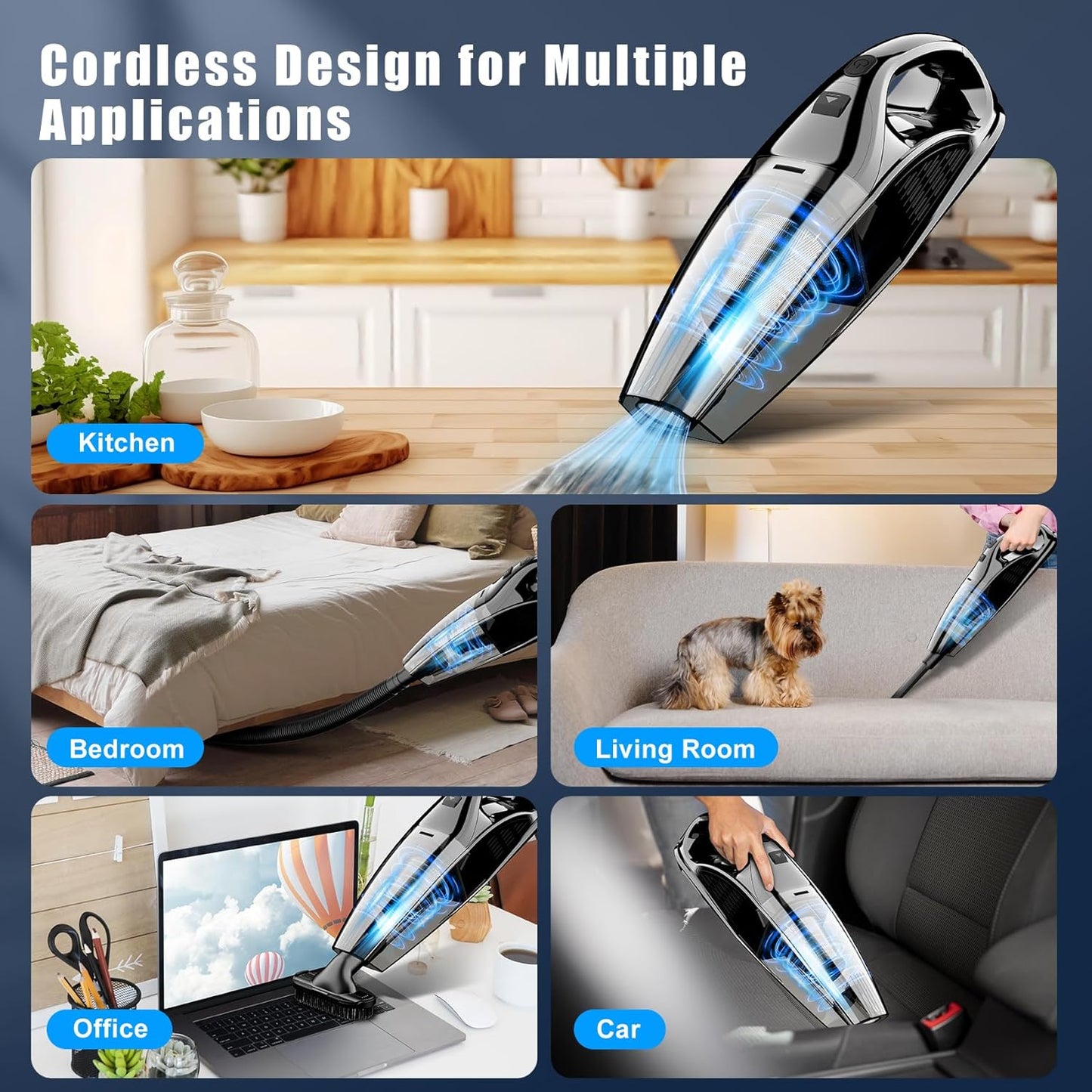 Upbooz Handheld Vacuum - Cordless Portable Mini Vacuum with 7500Pa Suction | 670ML Capacity for Car, Office, Home & Pet Hair