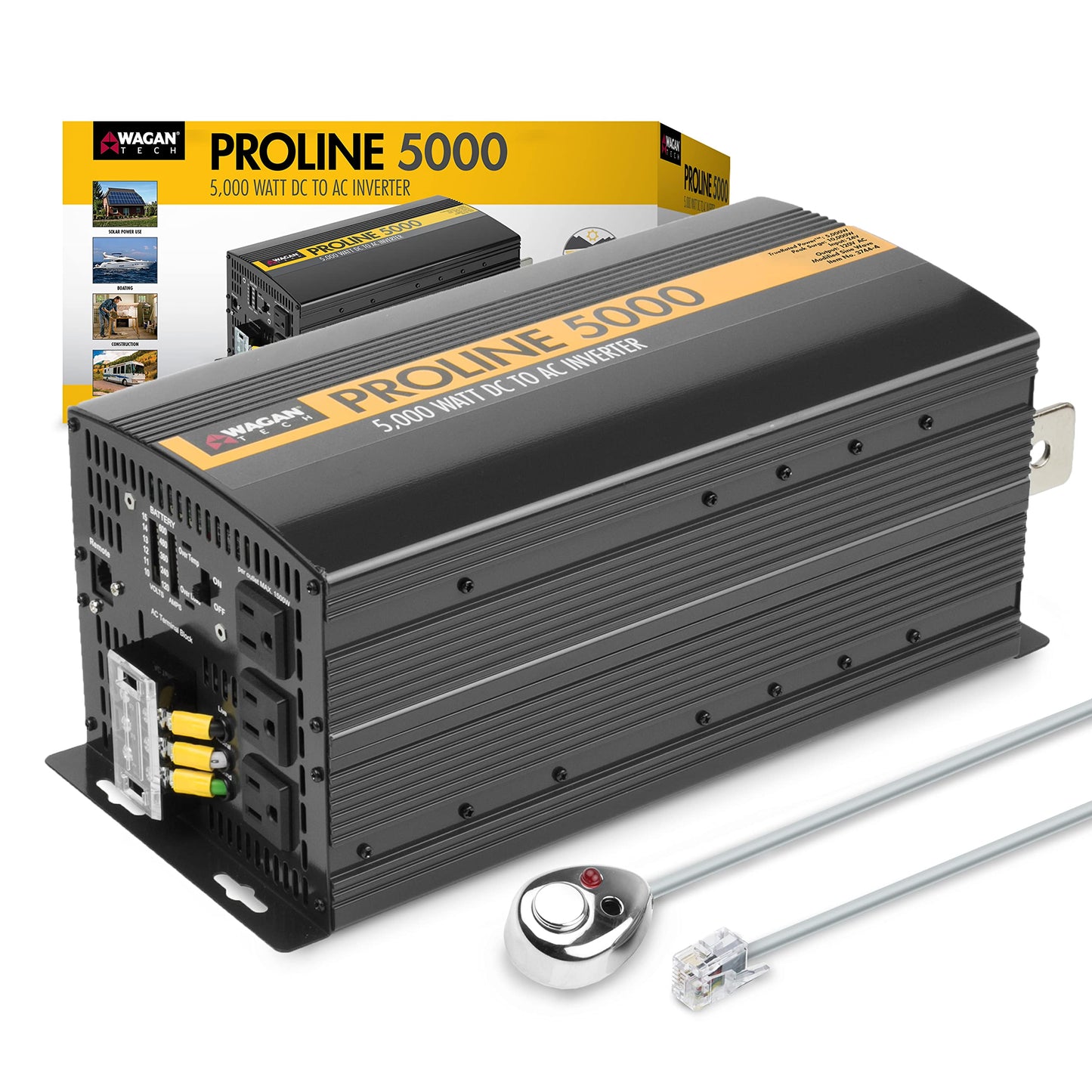 Wagan EL3744 12V 5000 Watt Power Inverter with Remote Control, 10000 Watt Surge Peak Proline Power Converter for Home RV Camping Van Life Off Grid