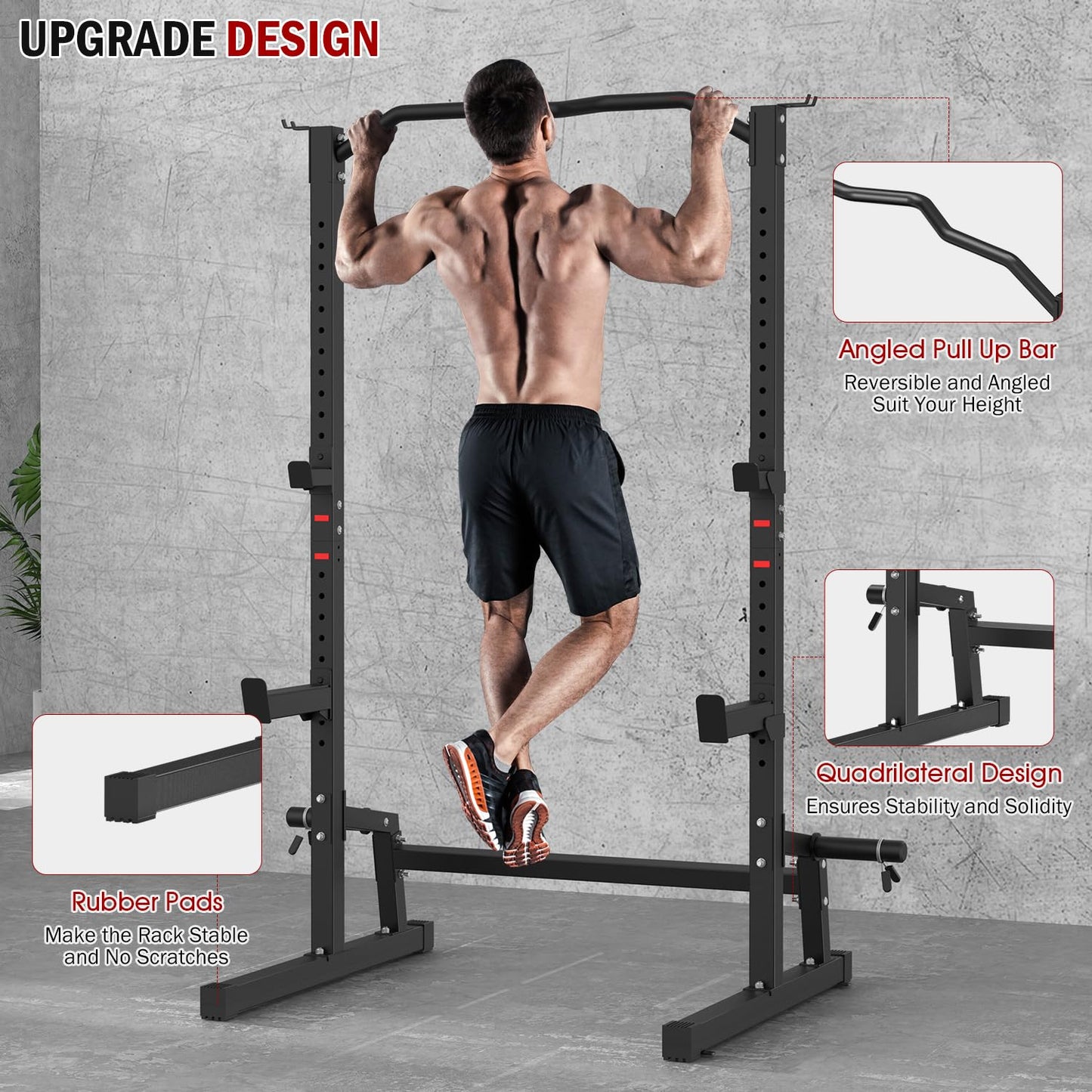 DONOW Olympic Weight Bench with Squat Rack Adjustable Workout Bench with Rack for Bench Press Sthrength Training (Black with Safety Catched)