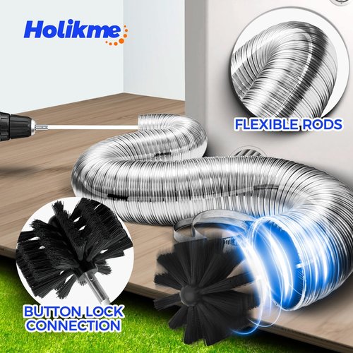 Holikme 15 Feet Dryer Vent Cleaner Kit - Lint Remover with Synthetic Brush Head | Use with or Without Power Drill