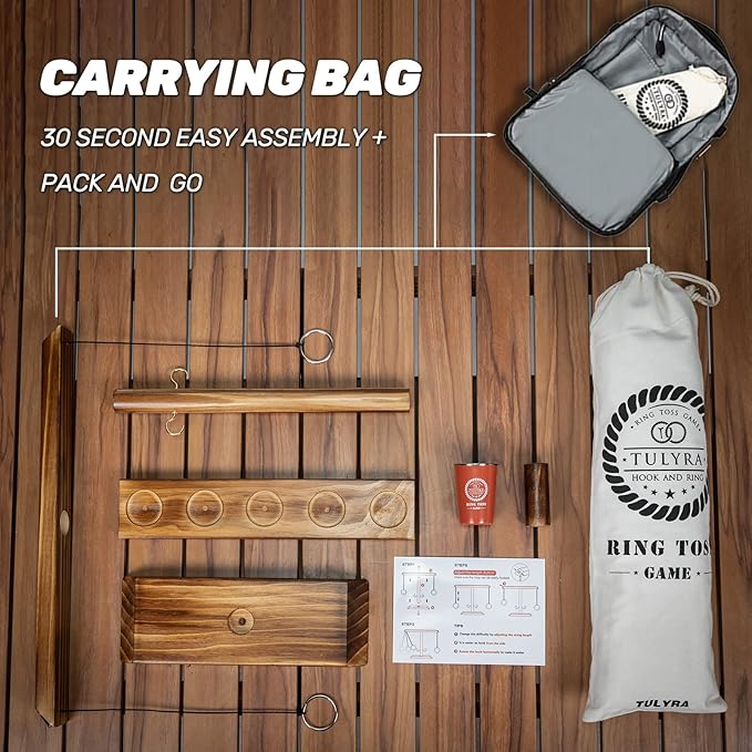 Ring Toss Game for Adults, Hook and Ring Game with Exclusive Carrying case & Unique Stainless Mini Cup, Super Easy to Assemble, XL Size(15.7" X 13"), Outdoor, Family