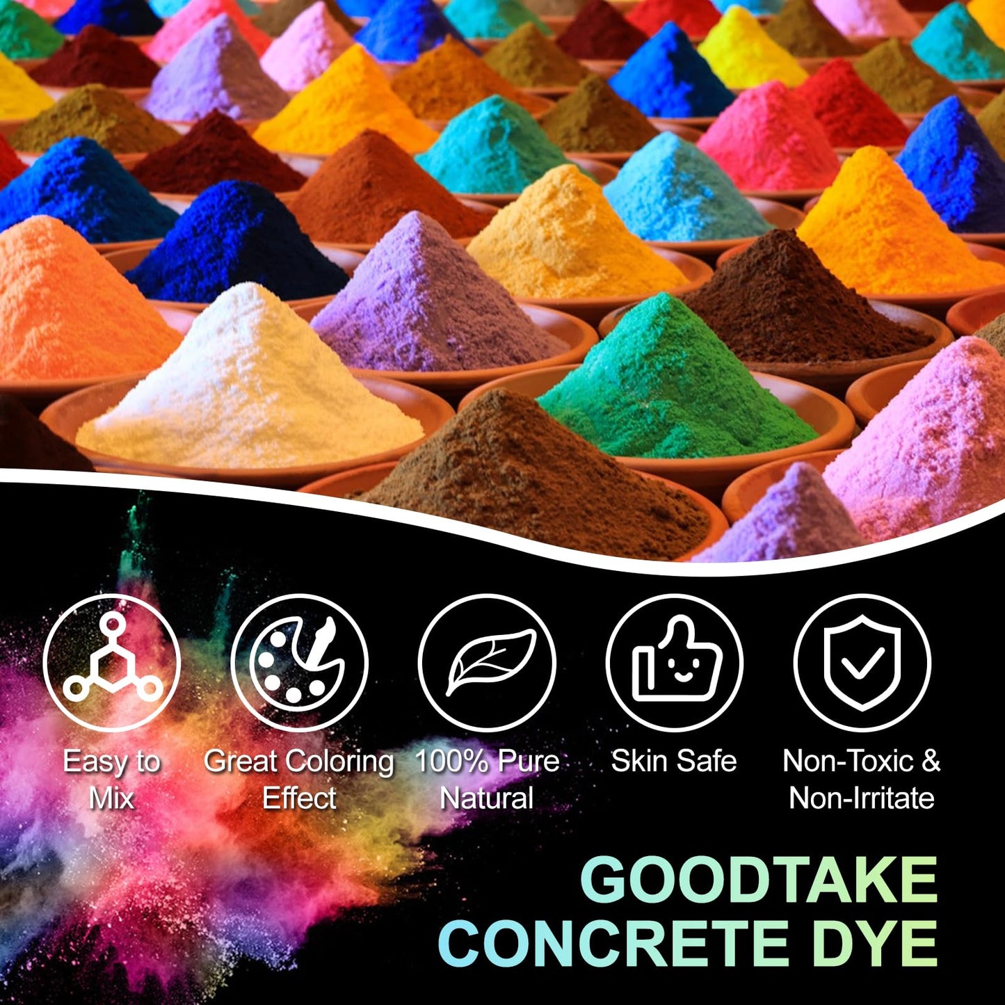 GOODTAKE 10 Pounds Bulk Concrete Pigment, Brown Iron Oxide Pigment Powder, Concrete Cement Dye Color Powder for Pastel Tile Paint Cement Mortar Grout (Brown, 10 Pounds)