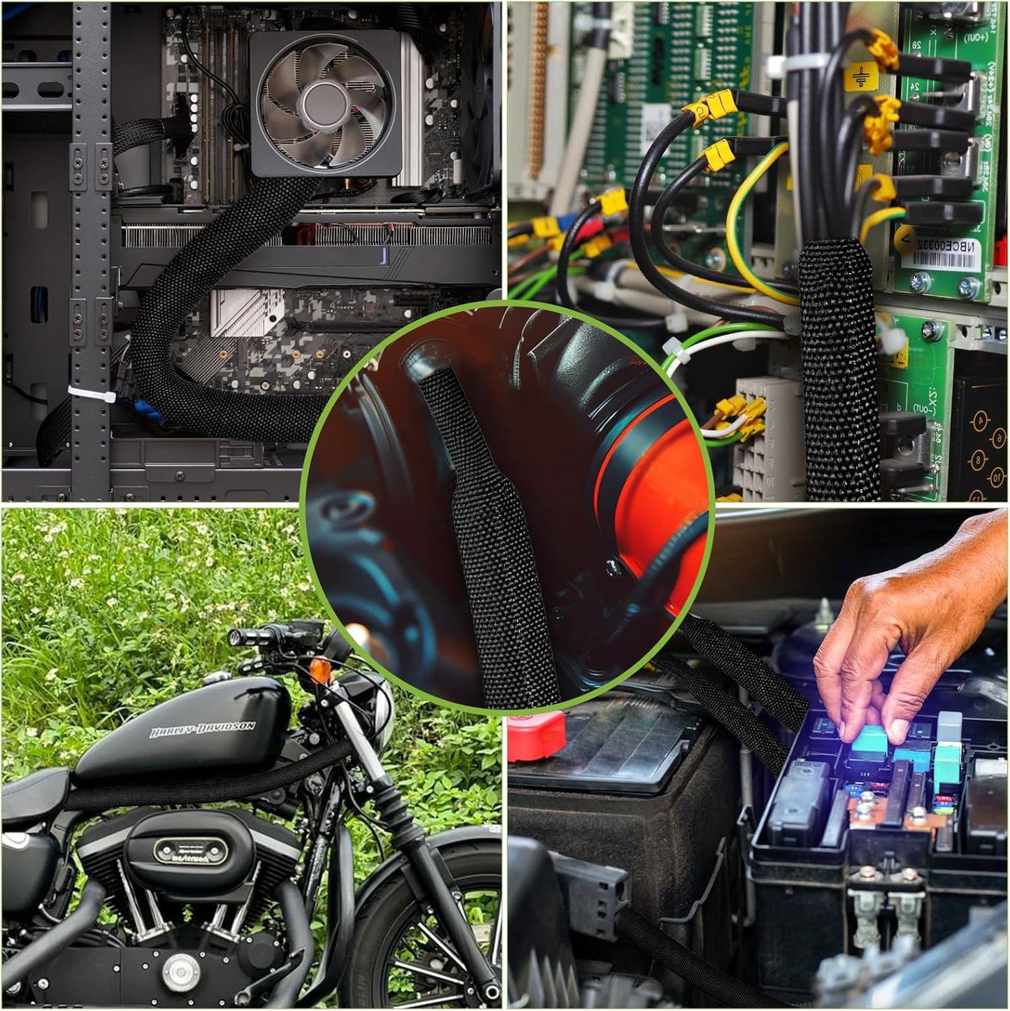 Tsmhisd 2:1 (1/2"-25ft) Heat Shrink Wire Loom Braided Cable Sleeves,Heat Resistant Fabric Woven Shrink Tubing Wiring