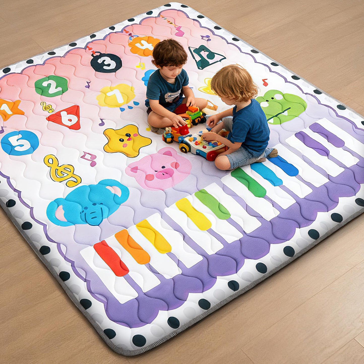 RONGFA Baby Play Mat for Floor, 50'' x 50'' Thicken Foam Soft Padded Mat for Baby, Playpen Mat for Toddlers Infant Kids, Machine Washable, Non-slip Bottom Safe for Crawling (Piano)