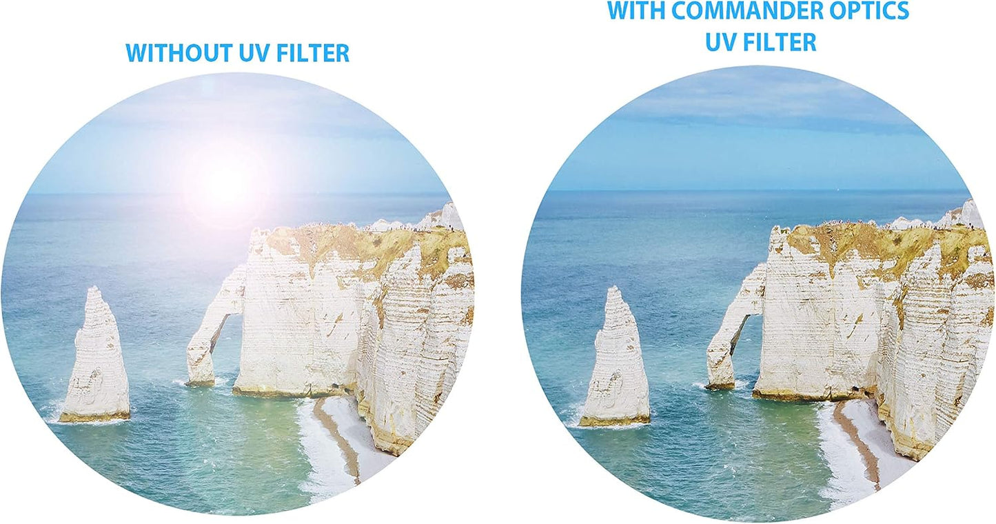 COMMANDER OPTICS 3 (67mm) Professional HD Piece Camera Lens Filter Kit (UV, CPL, FLD) with Carrying Case