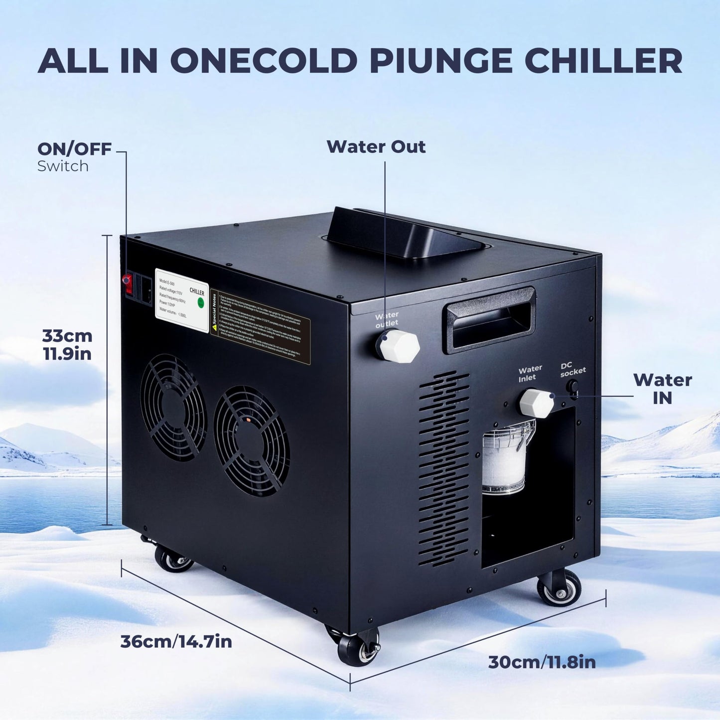 Upgraded Cold Plunge Chiller 1/3 HP, Professional Ice Bath Water Chiller for Cold Plunge Tubs, Built-in Filter & Pump, Insulated Hoses, Powerful Cooling for Cold Therapy Recovery & Home Use (1/3 HP)