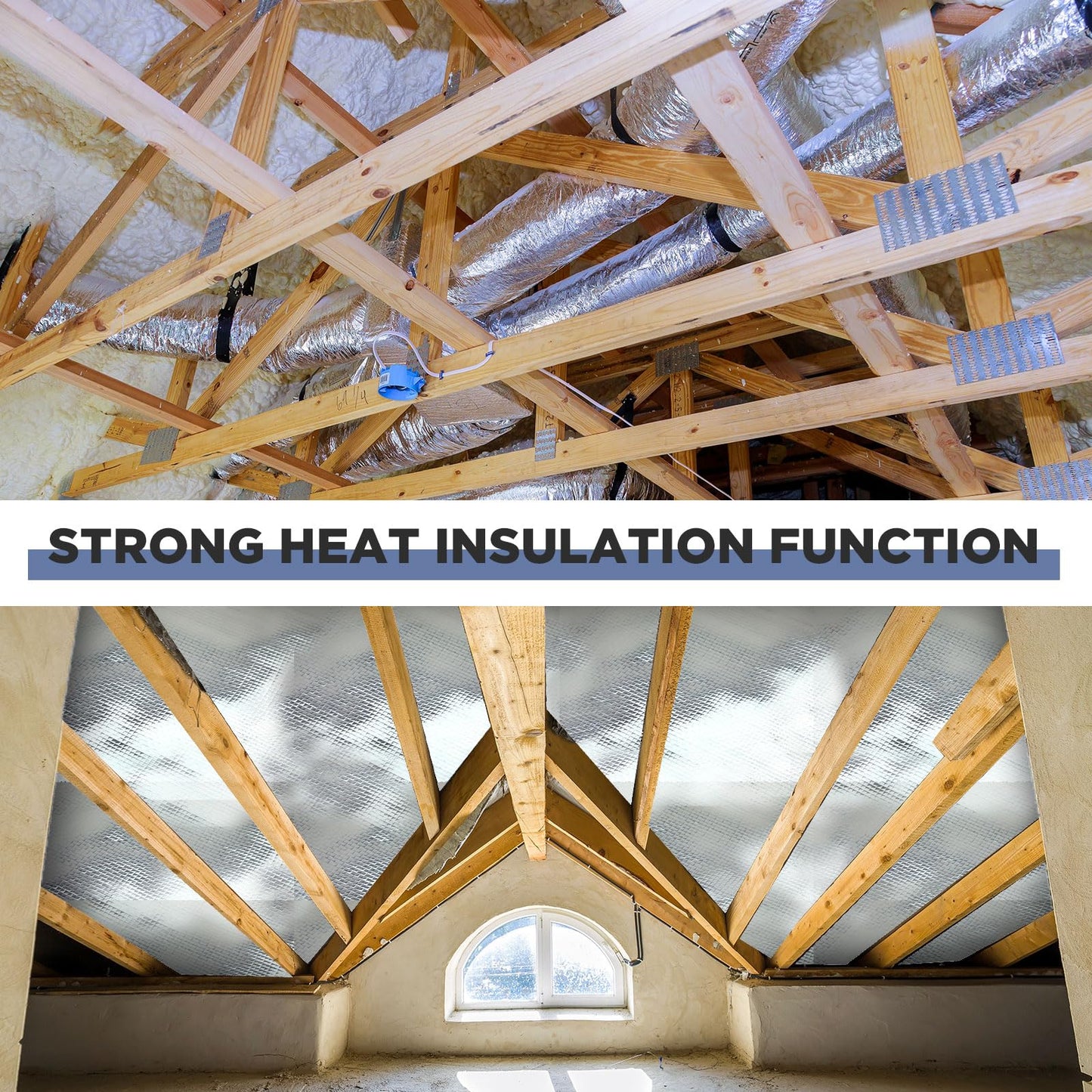 Ireer 4ft *250ft Radiant Barrier Insulation Roll Attic Reflective Commercial Grade Heavy Duty Foil Insulation Cover Roll Wrap for Garage Door Roof House Cold Storage