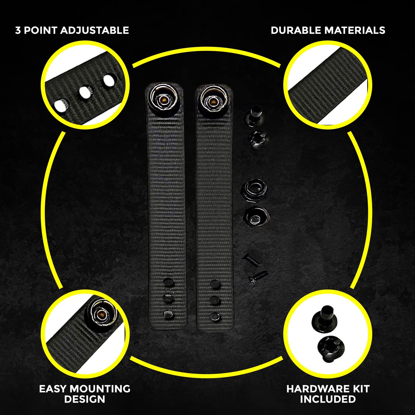 HolsterBuilder IWB Soft Holster Belt Loops - Holster Accessories with Dot Cap for Better Security, Heavy-Duty Belt Clip Works with 1.5" & 1.75" Belts - Kydex & Sheath Hardware Kit (Black)