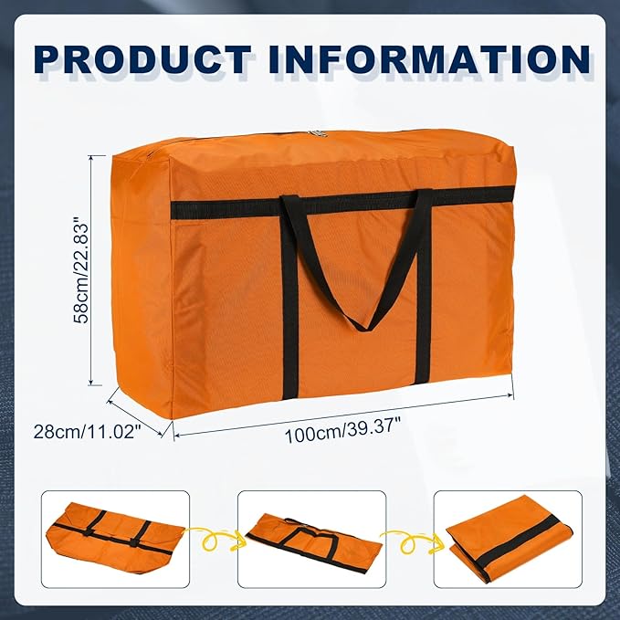 Extra Large Duffle Bag, 39 x 23 x 11 in Travel Big Duffle Bag with Zipper Handle Storage Foldable Waterproof Lightweight Bag for Women Men Travel Moving Camping (Orange)