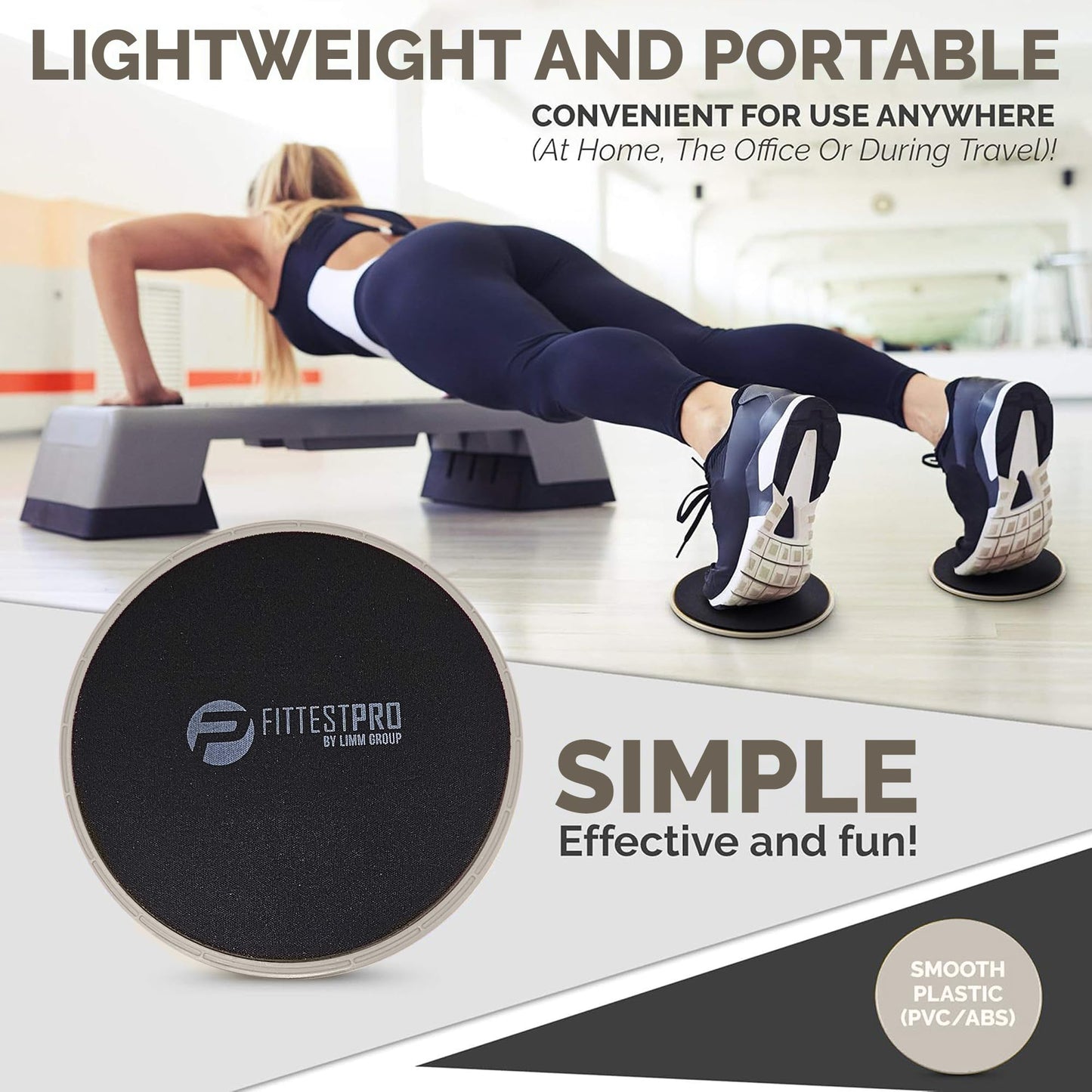 Limm Core Sliders Fitness - Exercise Sliders for Working Out, Stability, Ab, Legs & Full Body (Set of 2) - Bonus Carry Bag & Workout Ebook - Black Gym Gliding Disc Pads for Hardwood, Carpet & More