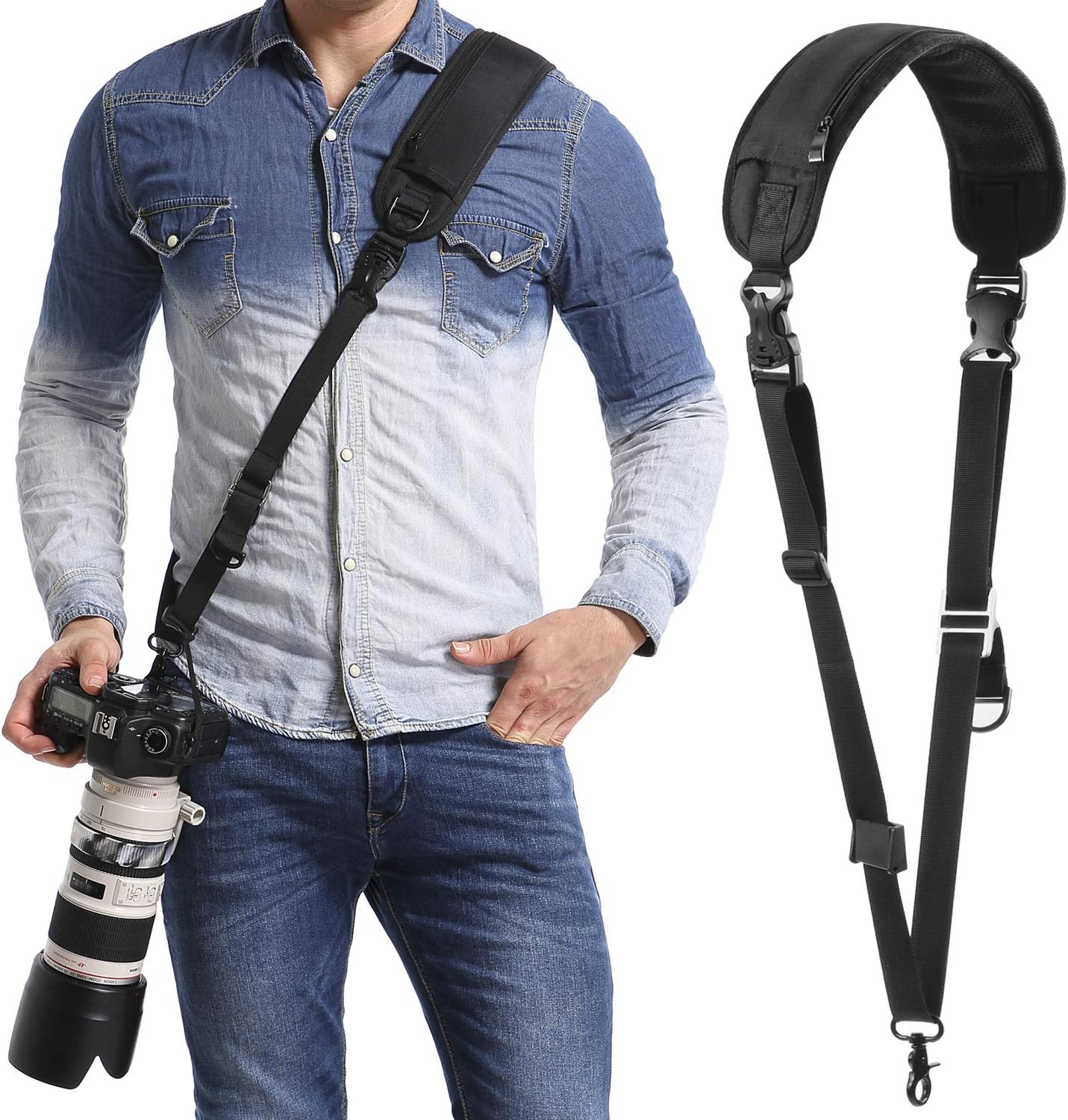 Waka Rapid Camera Neck Strap with Quick Release and Safety Tether, Adjustable Shoulder Sling Strap for Nikon Canon Sony