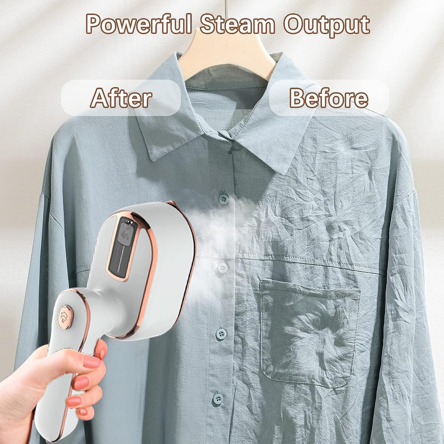 HFLYJPYW Mini Steam Iron for Clothes, Travel Steamer for Clothes Portable Steamer Travel Iron, Micro Steam Mini Handheld Support Dry And Wet Ironing for Home Travel (White)