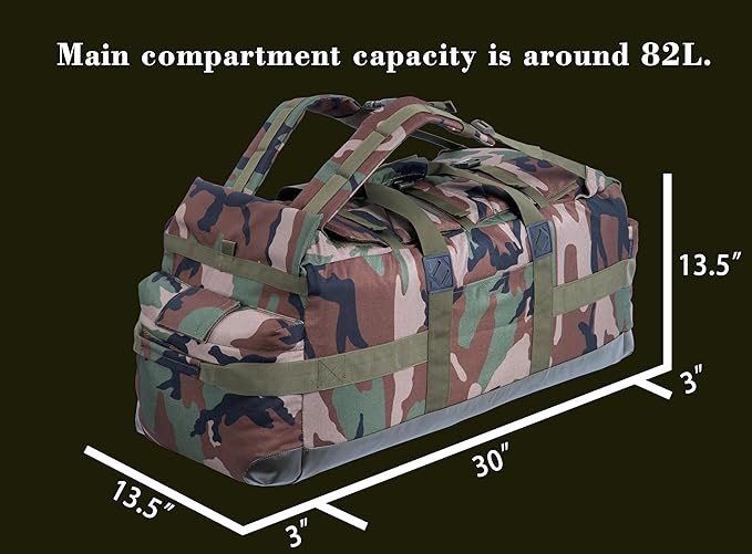 Large Military Duffle Bag Backpack Tactical Field Gear Equipment Duffel Bag Army Deployment Bag 85L
