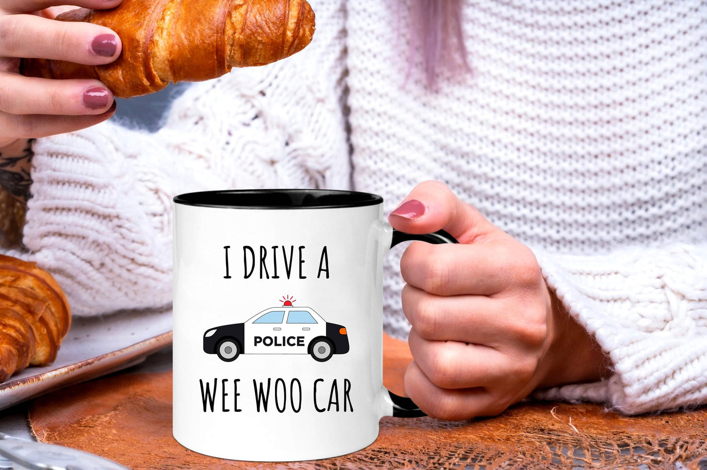 Awnpow Funny Police Officer Mug,Wee Woo Car Mug,Police Graduation Mug,11oz Ceramic Coffee Mug/Tea Cup