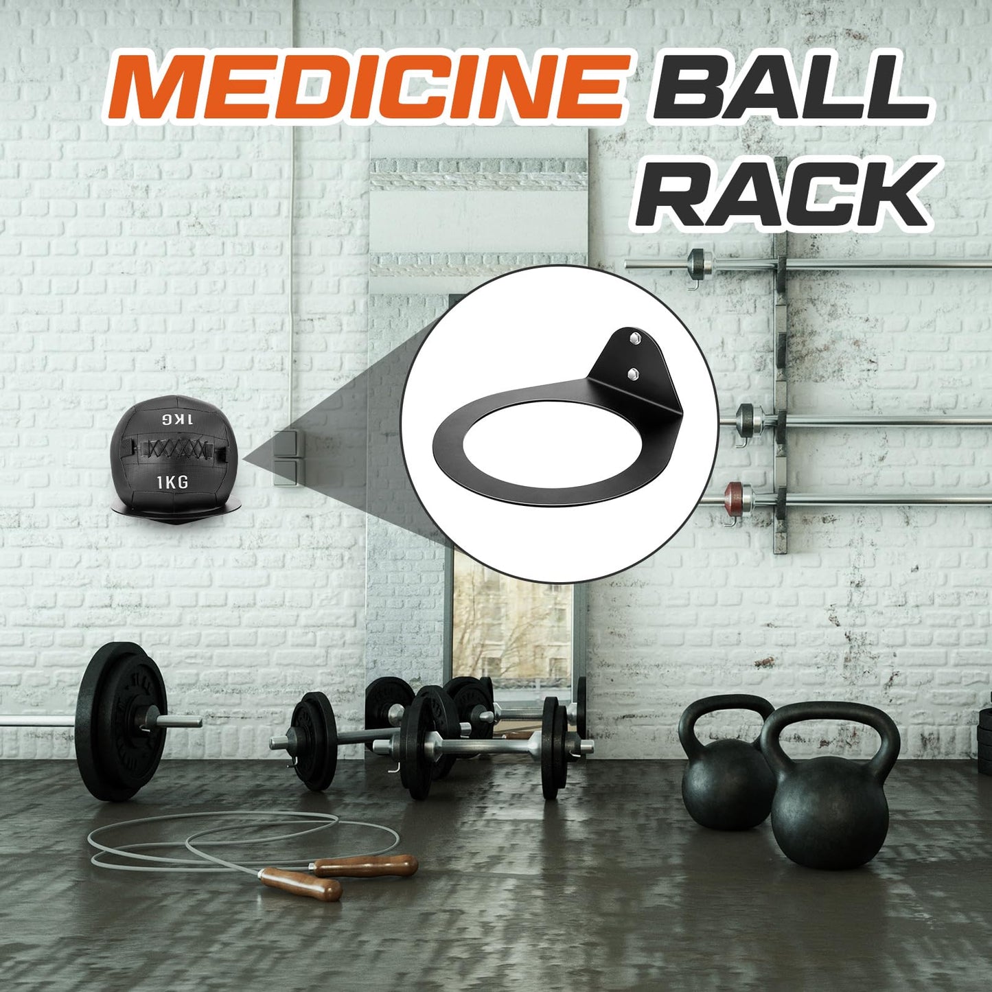Gisafai Wall Mounted Medicine Ball Holder, Heavy Duty Slam Ball Storage Rack with Installation Accessories, 8.9 Inch Inner Diameter, 88 Lbs Load Capacity for Home Garage Gym Commercial Sports(2 Pcs)