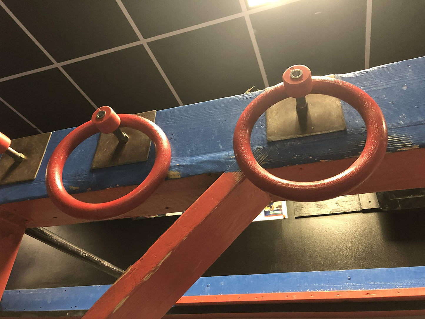 AP Plus Ninja Warrior Rings - Set of 2 Large Red, Traverse Gymnastics Climbing, with use on Obstacle Courses and Slack Lines, Outdoor Playground Equipment Accessories, Training