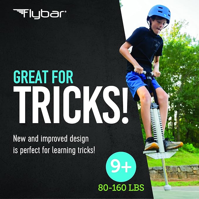 Flybar Master Pogo Stick for Kids Ages 9+, 80–160 lbs – Easy Grip Handles – Active Exercise Toy for Tweens & Teens – Outdoor Toy with Non-Slip Foot Pegs for Boys and Girls – No Assembly Needed