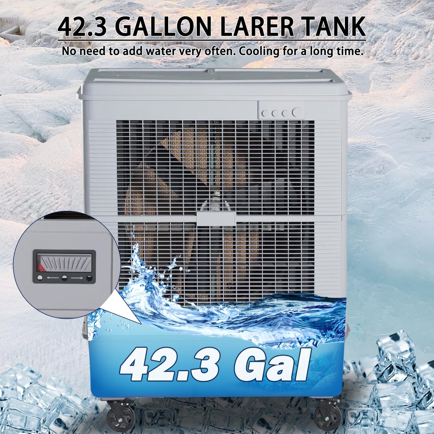 YougetTech 59'' 12000CFM Swamp Cooler, 42.3Gal Evaporative Air Cooler for Garage Yard Patio, 7-Speed 90° Oscillation, Grey
