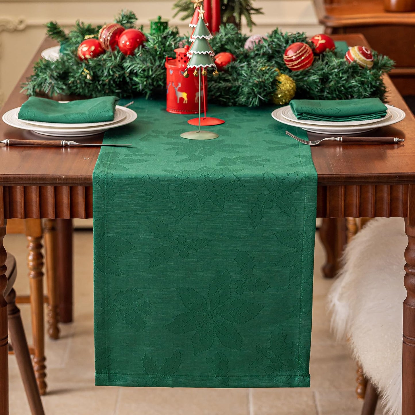 Joyfol Day Jacquard Autumn Table Runner,Fall Countryside Leaves Thanksgiving Table Runners,Waterproof Kitchen Dining Harvest Holiday Tabletop Decoration(14x72 Inch,Rust/Burnt Orange)