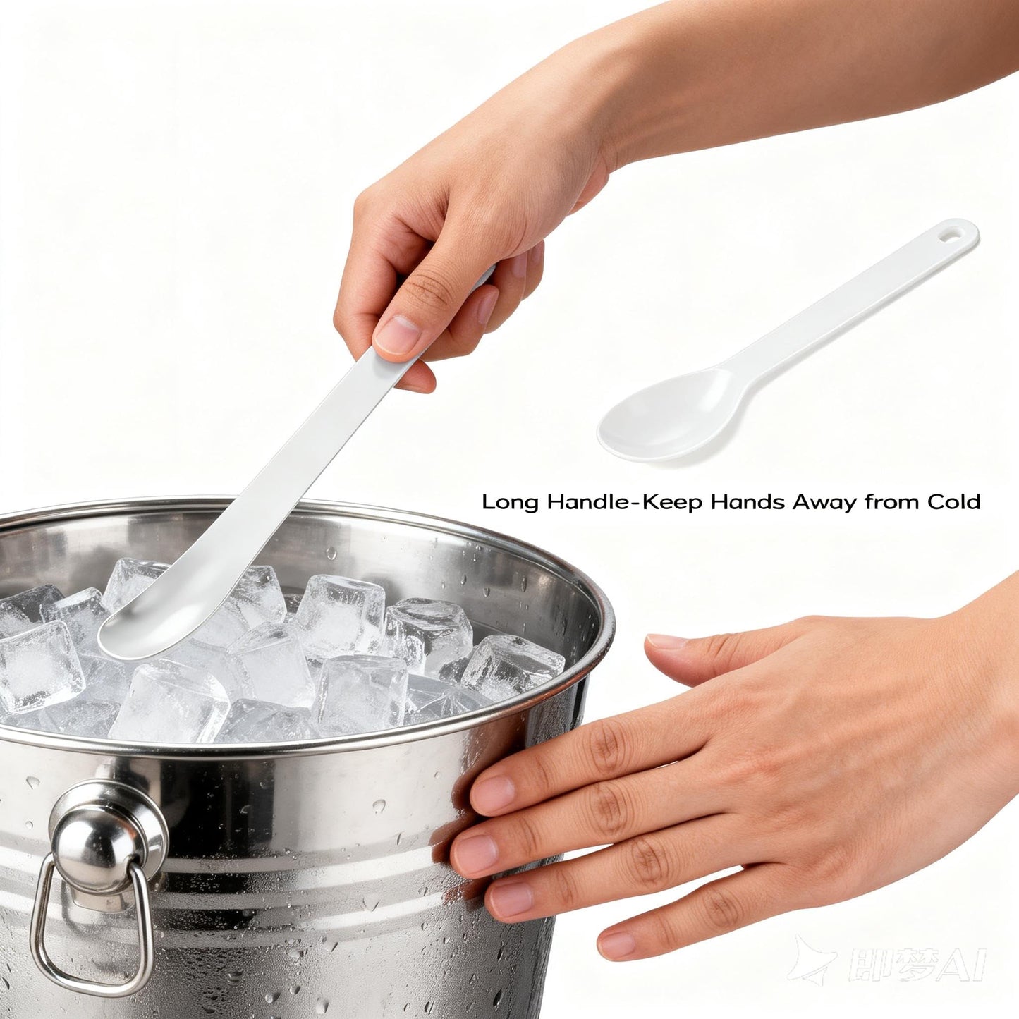 Premium Stainless Steel Long Handle Ice Cream Spoon - Ergonomic & Effortless Scooping for Hard Ice Cream, Desserts, Coffee - Heavy Duty, Stylish Design for Home, Bakers, Baristas (4)