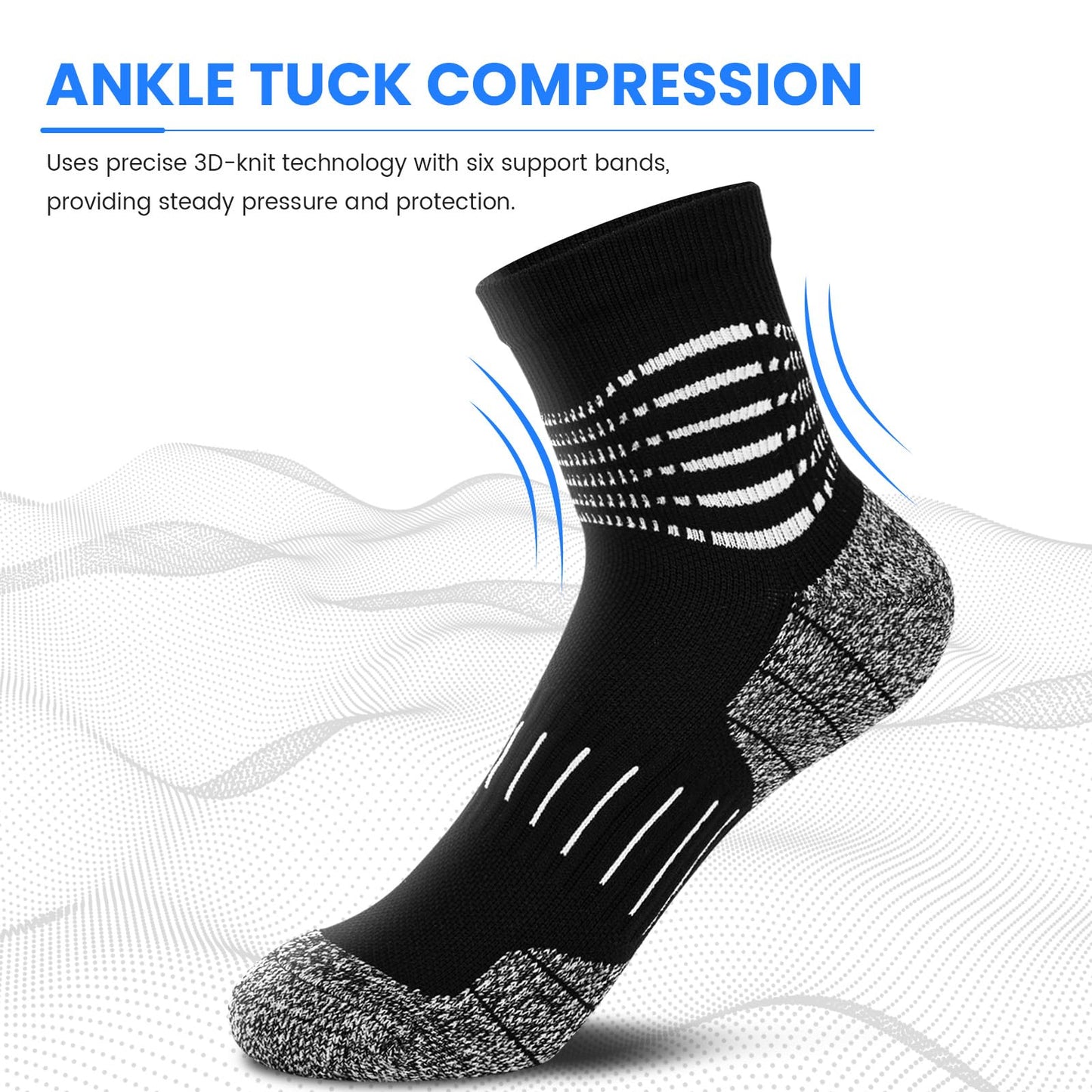 IRAMY Ankle Compression Socks for Men Athletic Running Socks with Cushioned Support 3 Pairs
