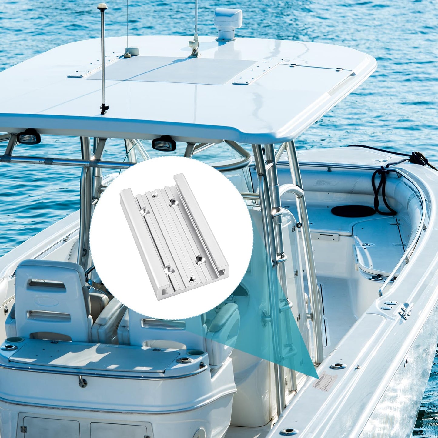 Frienda 1 Pcs 6 x 3.5 in Aluminum Mounting Track System for Boat Accessories, Fishing Systems Mounting Tracks for Rod Holders, Aluanodized Aircraft Grademinum