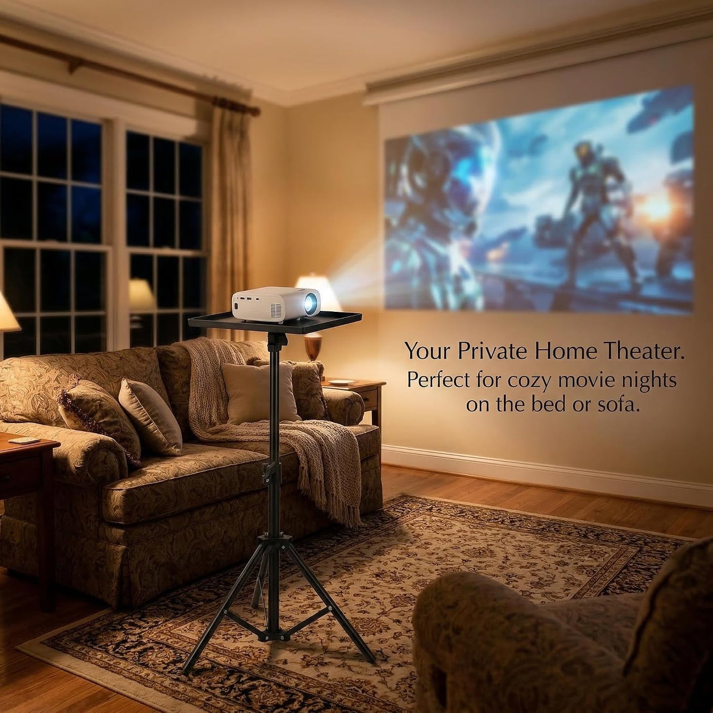 44. 88 Inch, 4.4lbs, 7.09 9.8) Veemoon Small Projector Stand Tripod with Tray, Adjustable Laptop Tripod Holder