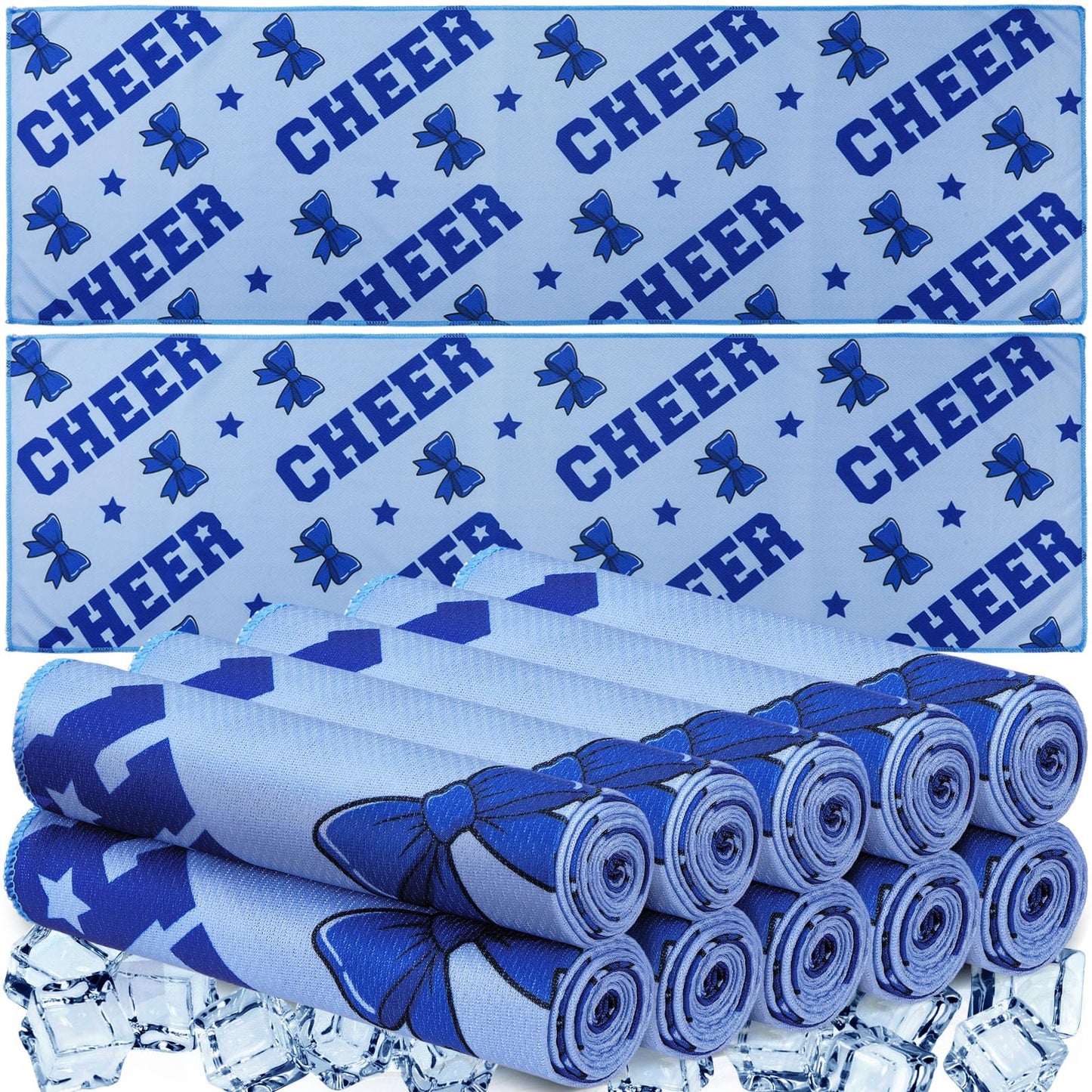 HunnmingRe 12 Pcs Cheerleader Cooling Towel Cheer Gifts Bulk for Team 40" x 12" Breathable Chilly Microfiber Towel for Sports Senior Night Gift Basketball Football Baseball Events (Blue)