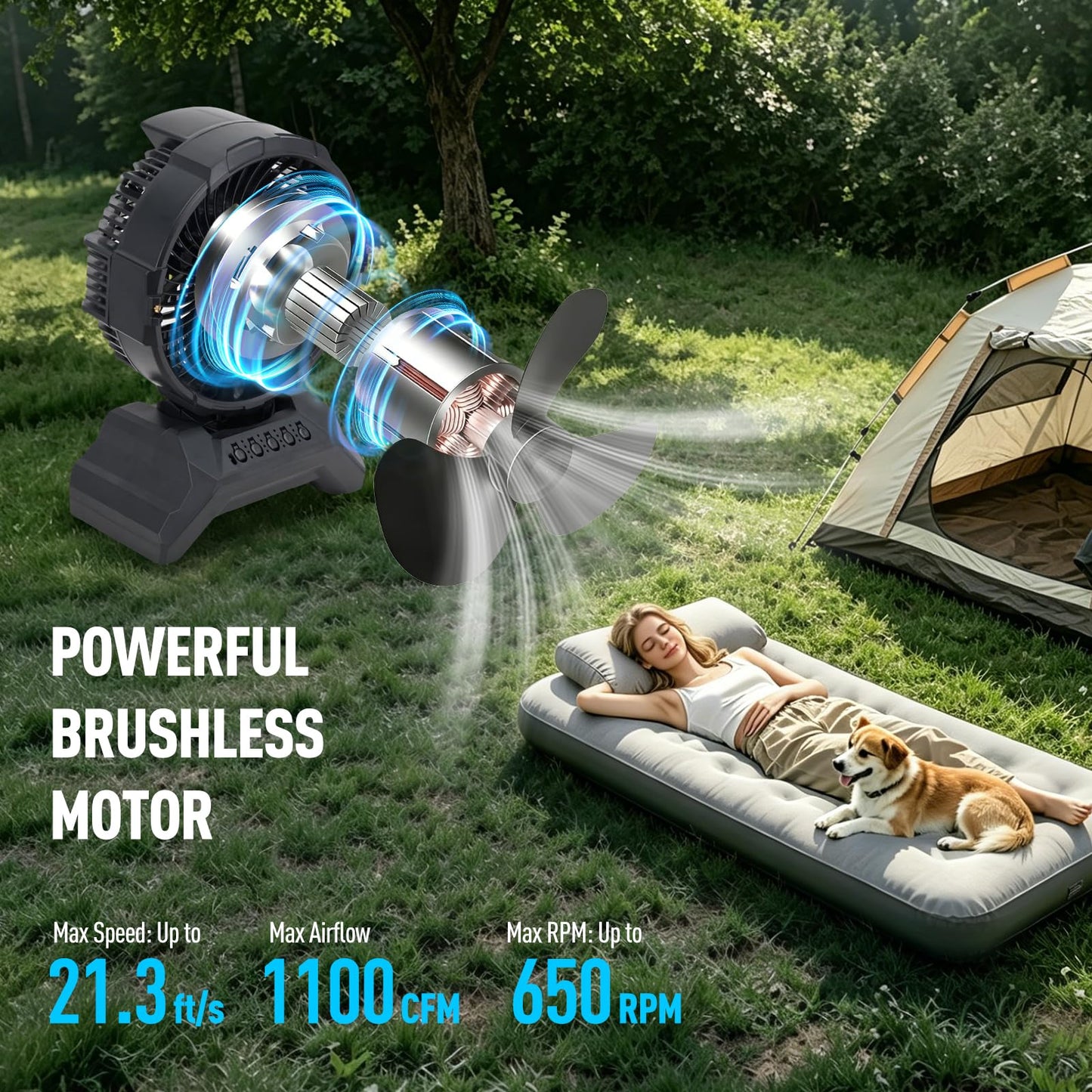 ZMLBTF Portable Misting Fan, 30L Water Tank Rolling Mist Fan, 30000mAh Rechargeable Outdoor Cooling Fan with Remote, 4 Speeds, 90° Oscillation, for Patio, Camping, Sports, Outside & Travel (Black)