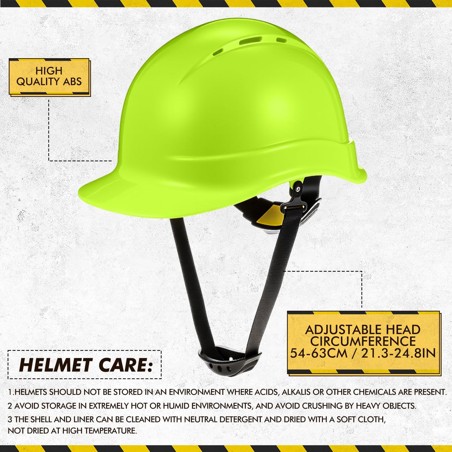 10 Pcs Suspension Hard Hat Meets NSI Z89.1 Type I Class C, 6 Pt. Cap Style Hard Hat Ratchet Vented Green Construction Helmet Bulk for Safety Man Woman