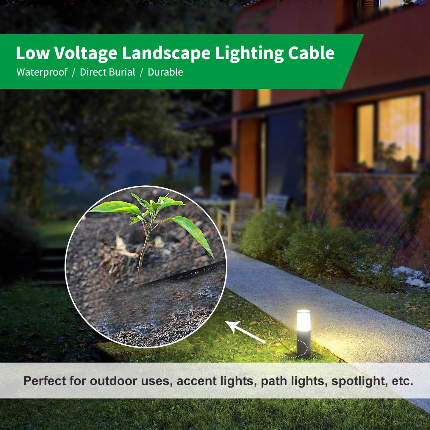 FIRMERST 10/2 Low Voltage Direct Burial Landscape Lighting Wire Spool 200 Feet