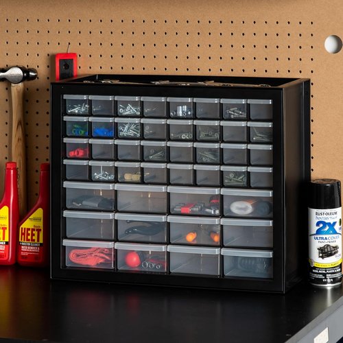 IRIS USA 44-Drawer Storage Cabinet - Stackable Organizer for Screws, Nuts, Bolts & Crafts - Black