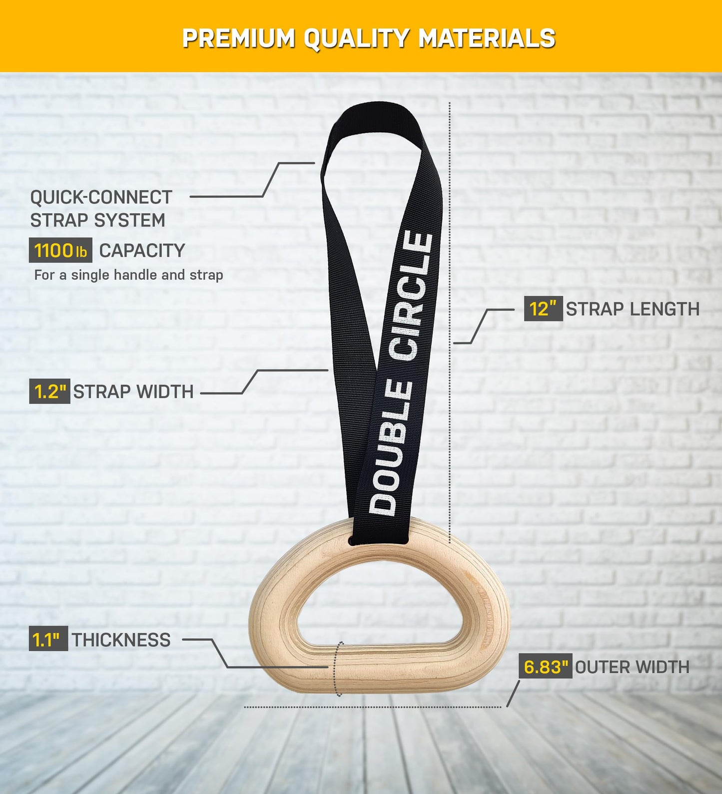 Double Circle Pull Up Handles - Pull Up Grips, LAT Pull Down Gym Handles Design - Quick Attachment to Bars and Barbell Grips - Includes Carry Bag - Suitable for Home Gym and On-The-Go Workouts