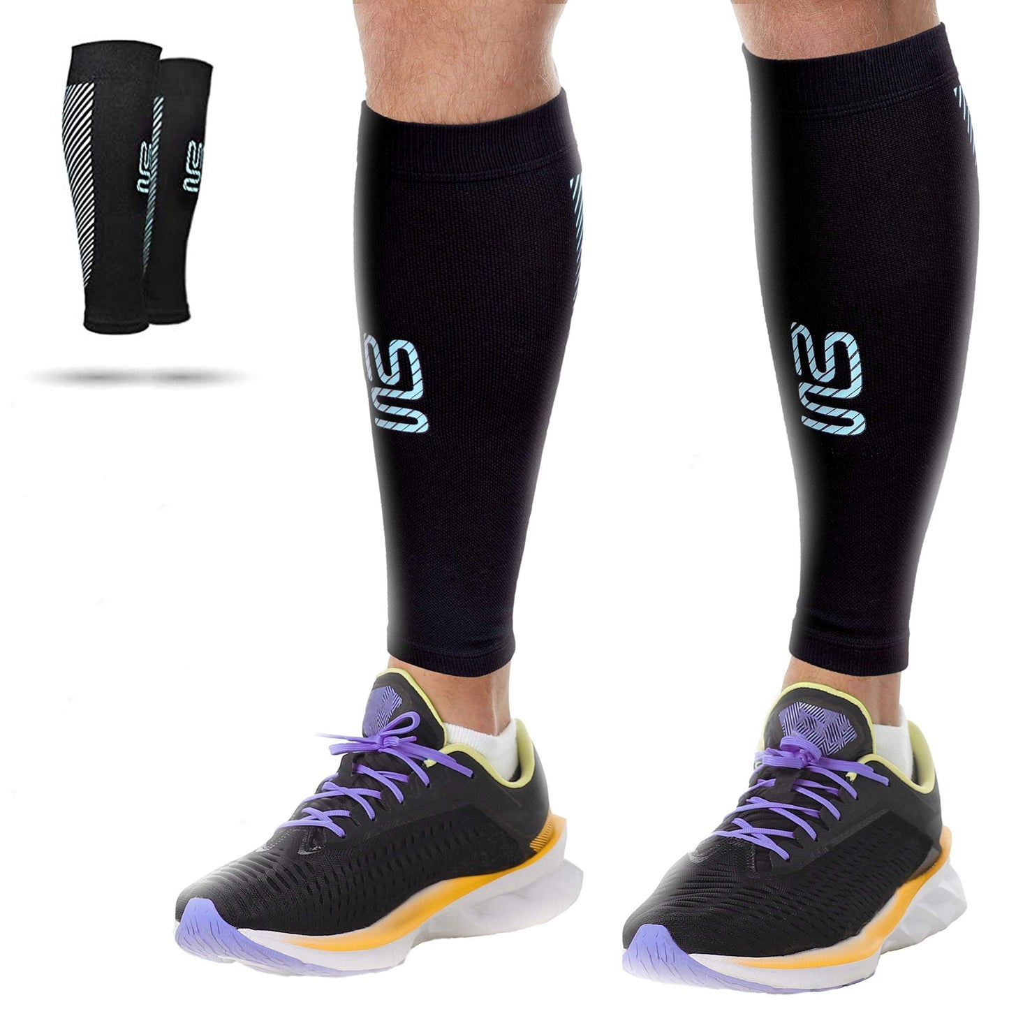 Modetro Sports Calf Compression Sleeves - Leg Sleeves for Men and Women - Support Brace for Running Flights Shin Splints